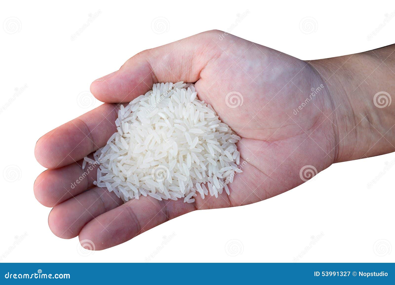 Single hand with rice stock image. Image of food, single 53991327