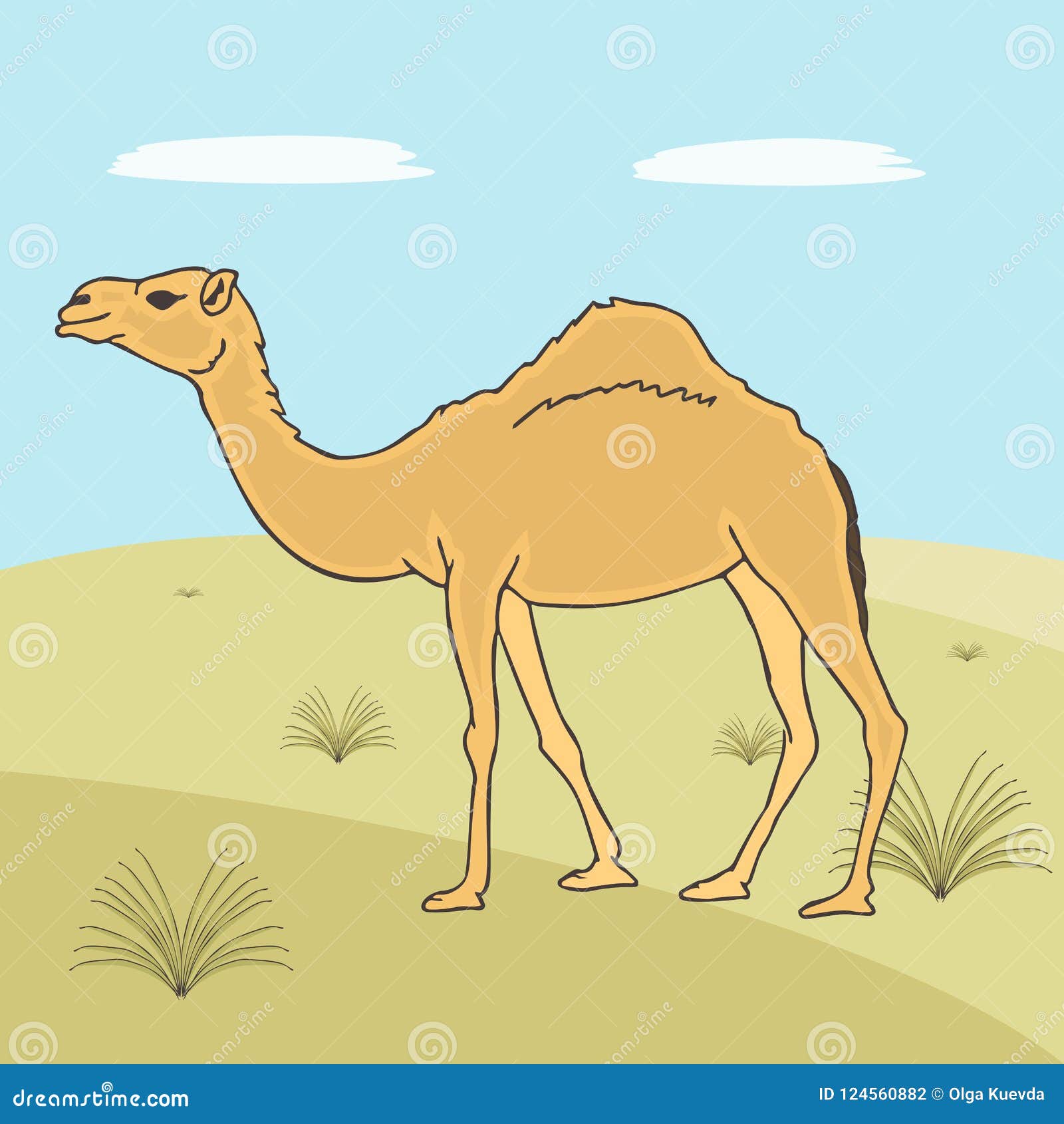 Single-horned Camel Vector Cartoon Stock Vector - Illustration of humped,  dromedary: 124560882