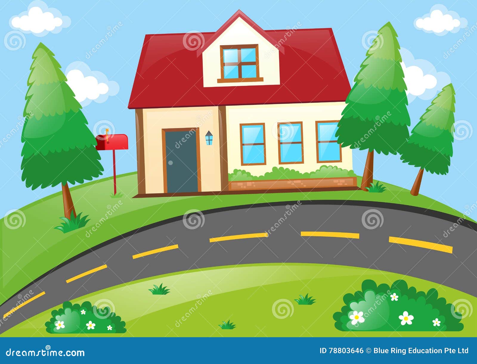 Single house by the road stock vector. Illustration of lifestyle 78803646