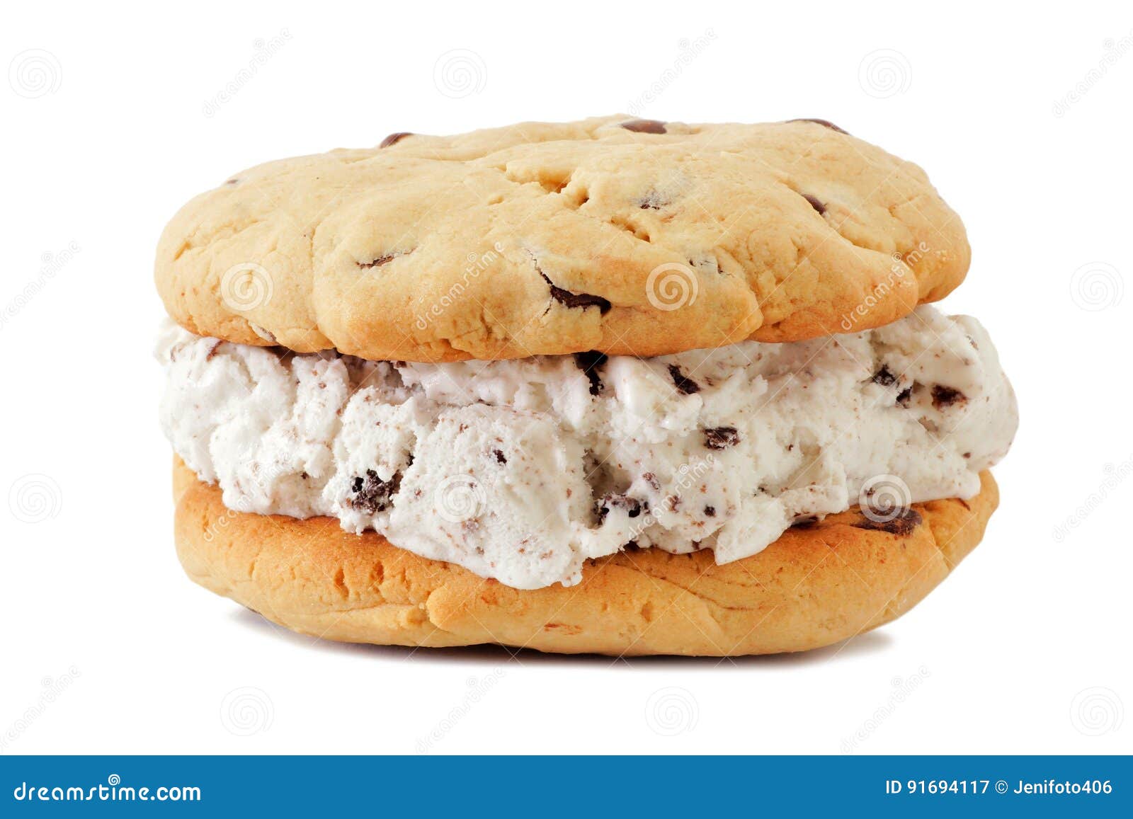 single ice cream sandwich  on white