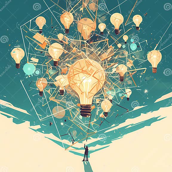 A Single Idea Sparks a Chain Reaction Stock Illustration - Illustration ...