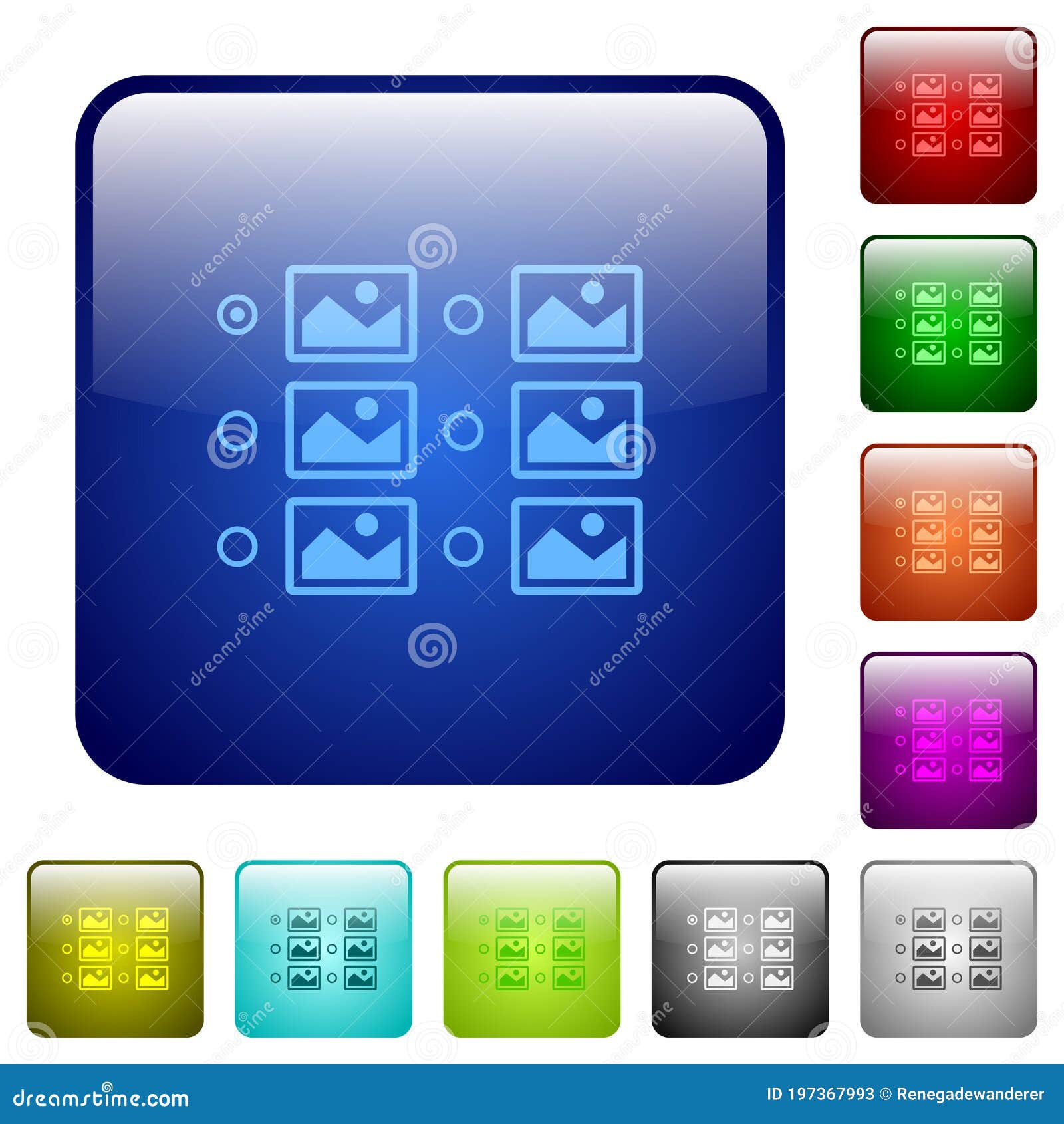 Single Image Selection with Radio Buttons Color Square Buttons Stock