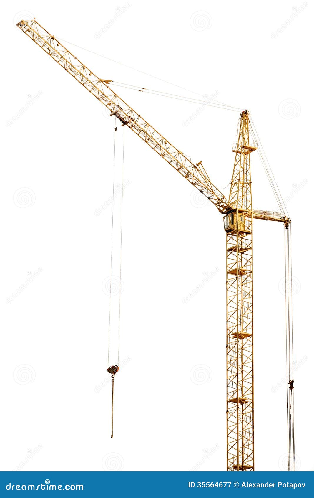single  dark golden hoisting crane