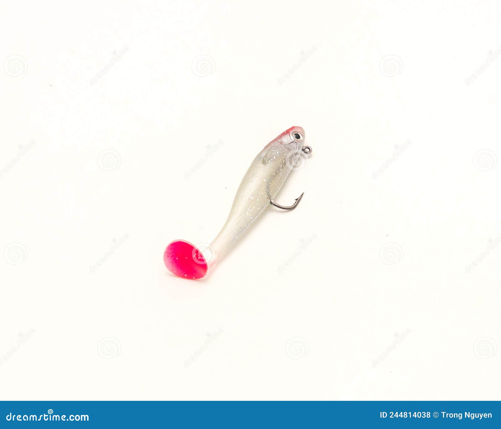 Single Jig Head Shad Soft Fishing Lure with Hook and Paddle Tail Swimbaits  Isolated on White Background Stock Photo - Image of minnow, weight:  244814038