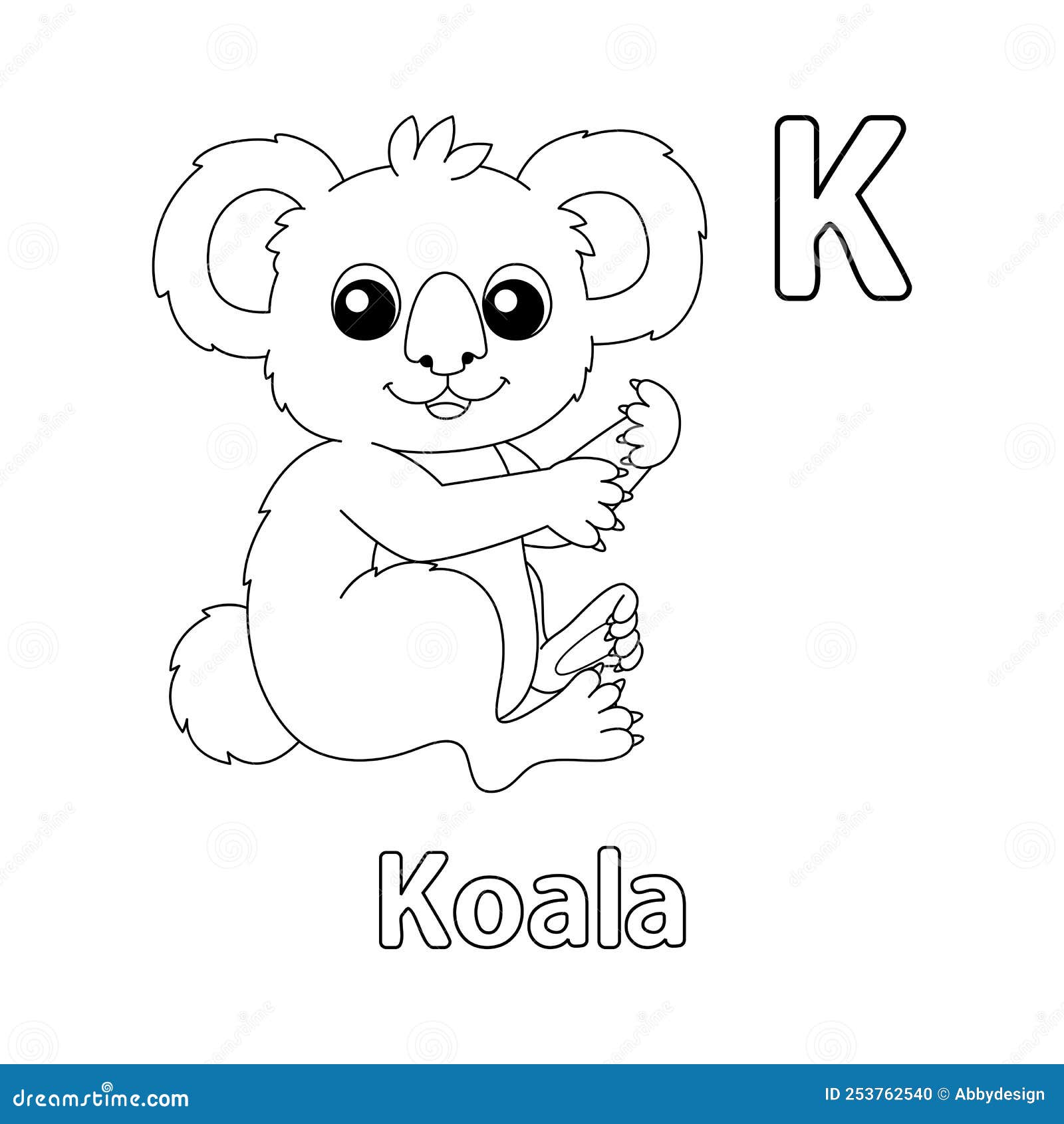 Single Koala. Alphabet ABC Coloring Page K Stock Vector - Illustration ...