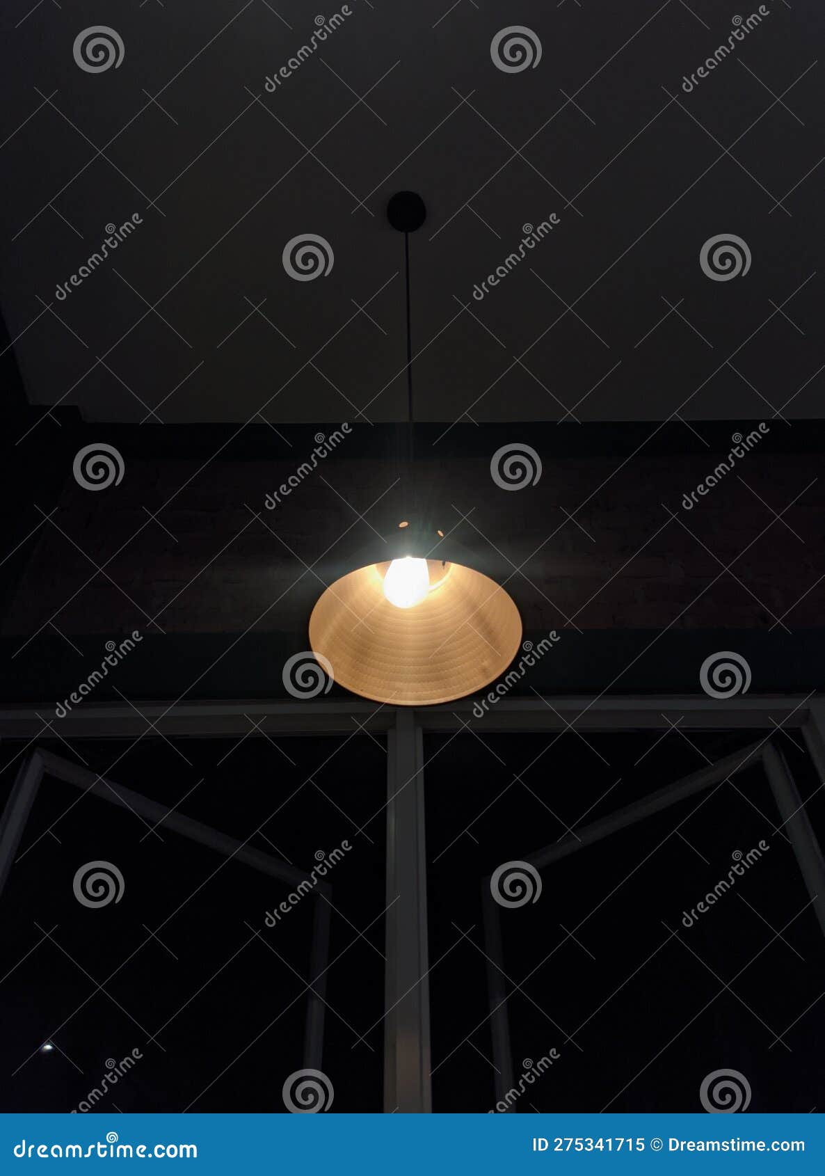 Single Lamp in the Dark Room Stock Image Image of symmetry, night