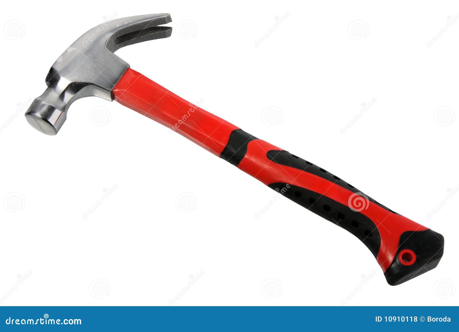 Single Metal Hammer with Redblack Handle. Stock Photo Image of