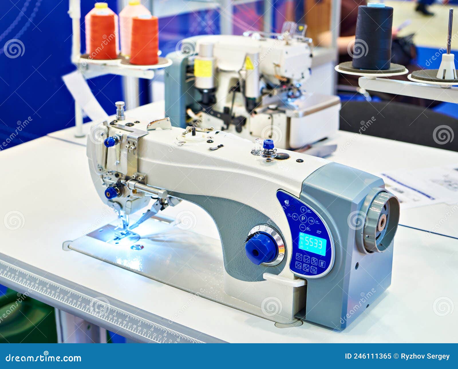 Single Needle Lockstitch Sewing Machine Stock Image - Image of buttons