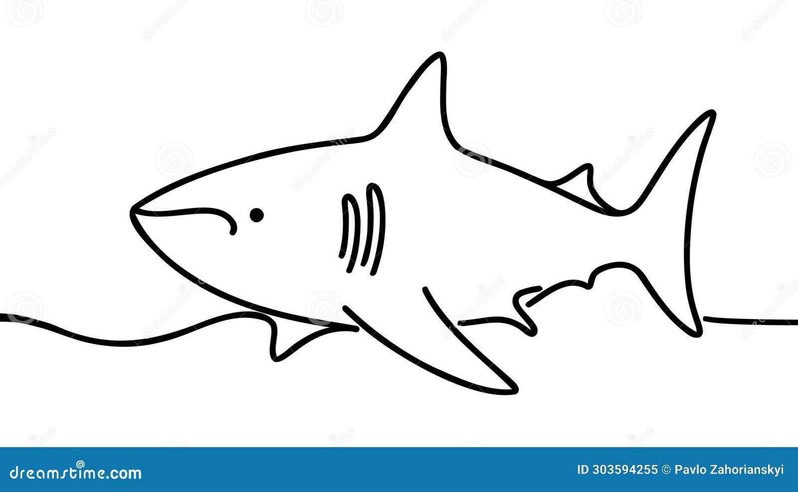 single one line drawing sharks fish. shark animals, scary jaws and ocean swimming angry sharks.