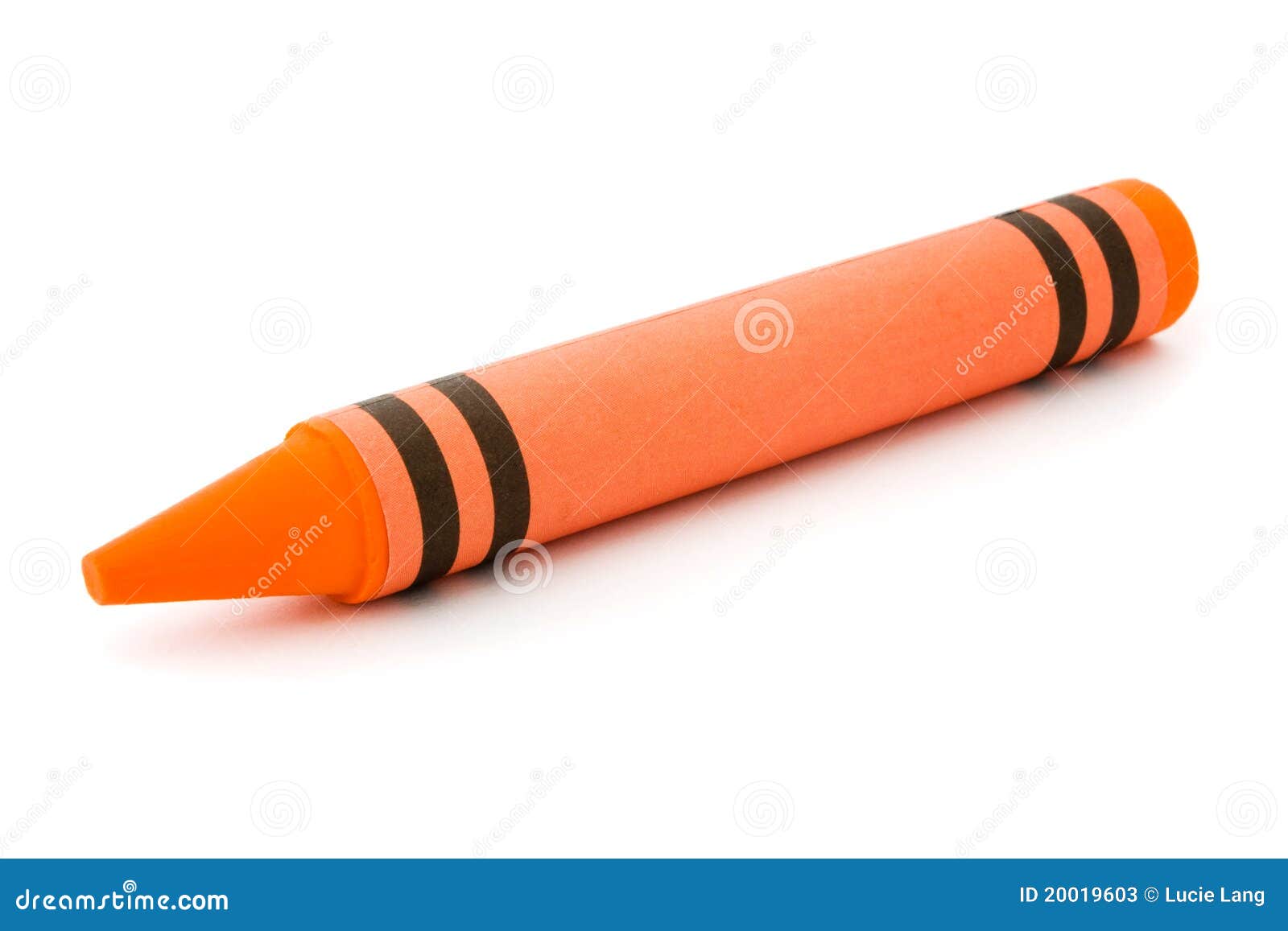 single orange crayon  on white