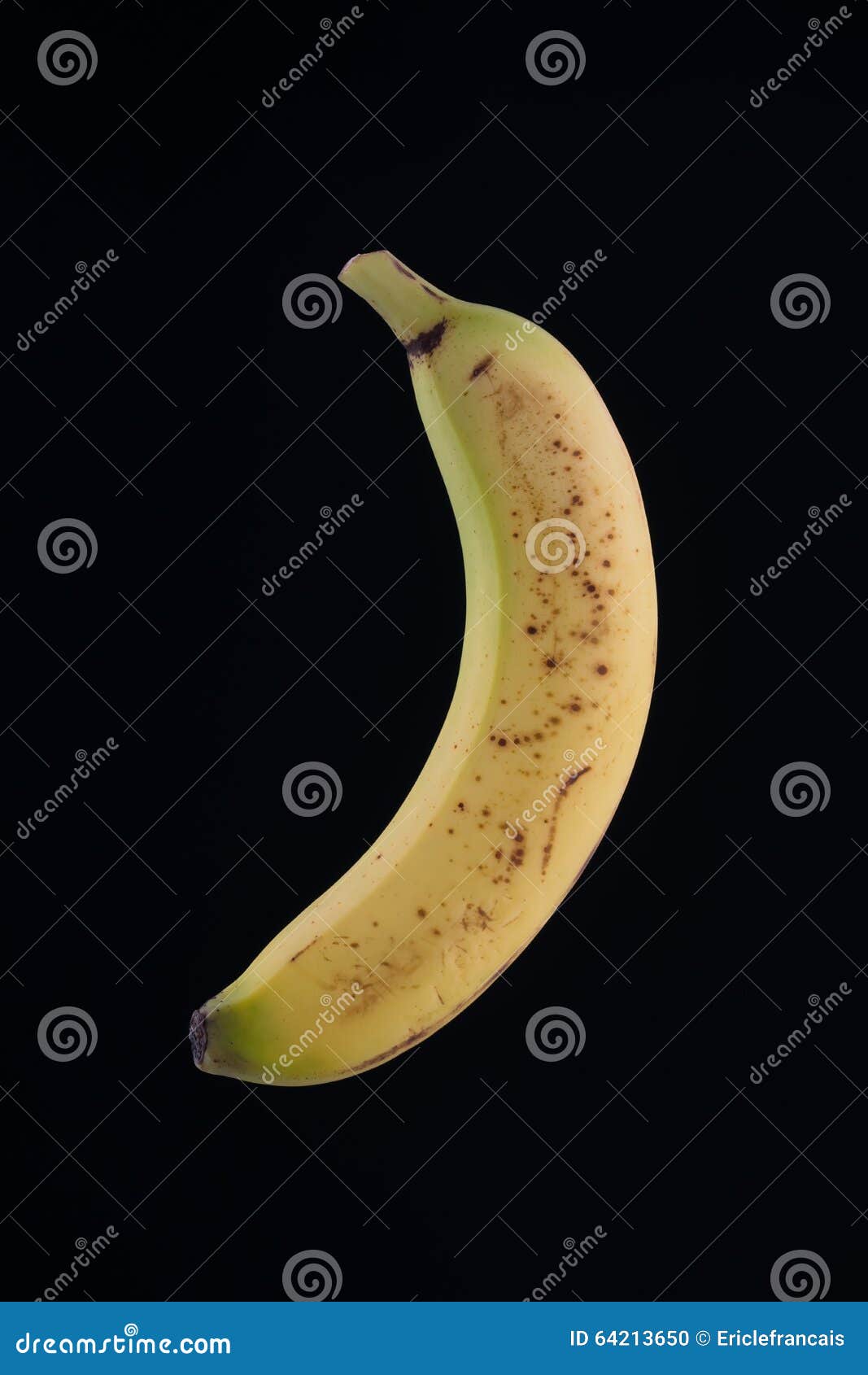 Single Organic Spotted Banana Isolated on Black Stock Photo Image of