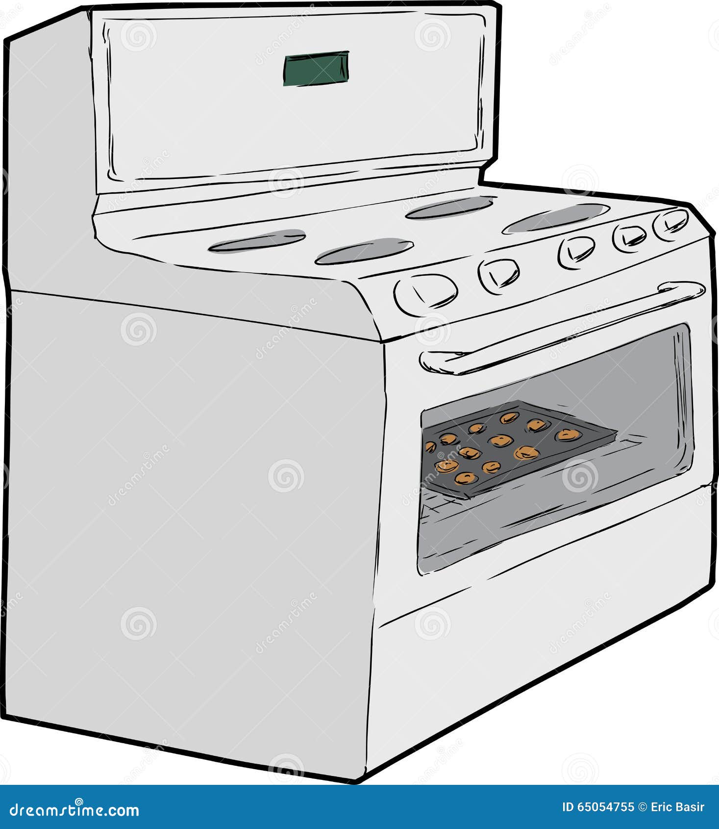 Single Oven With Cookies Inside Stock Illustration ...