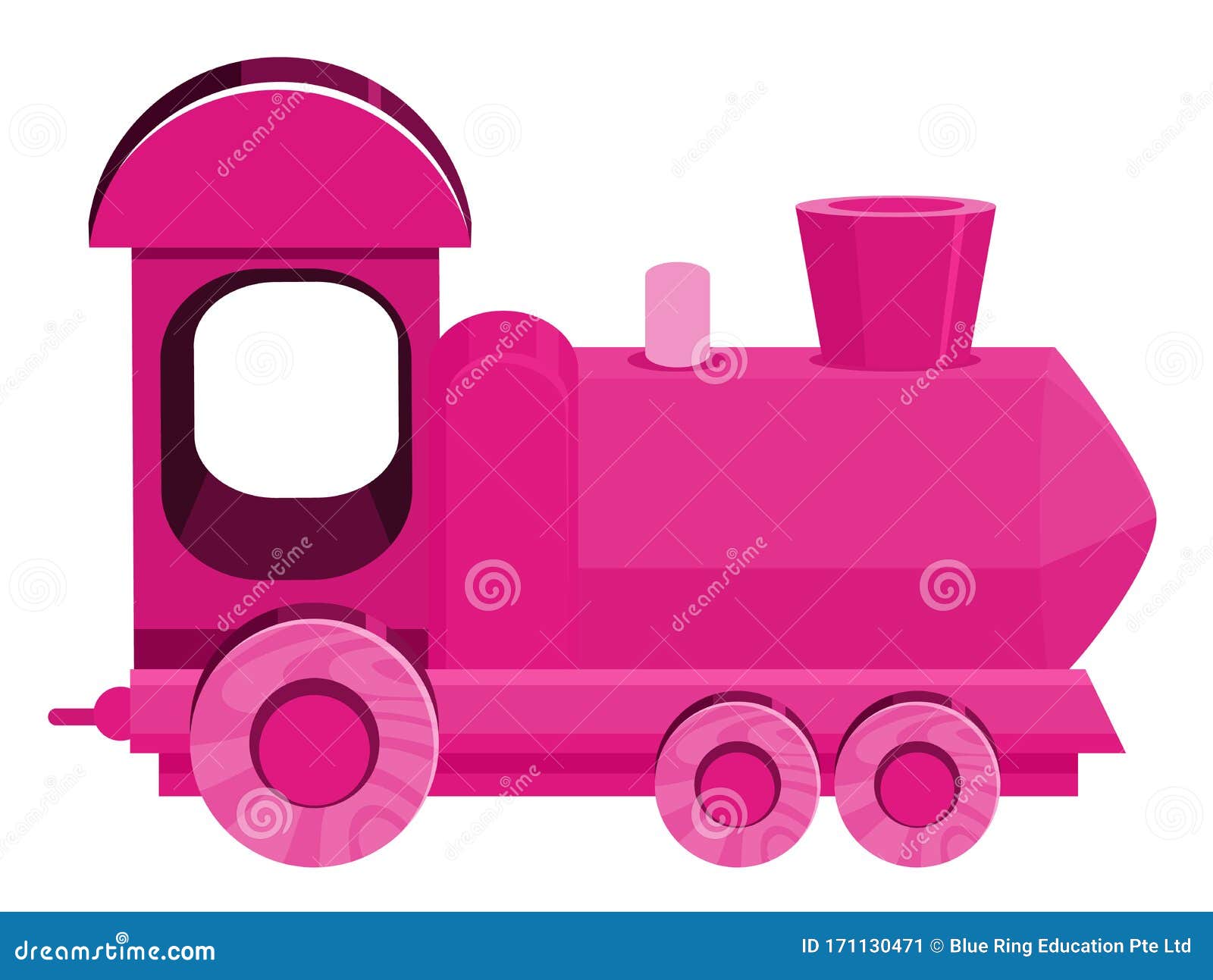 Single Picture of Pink Train on White Background Stock