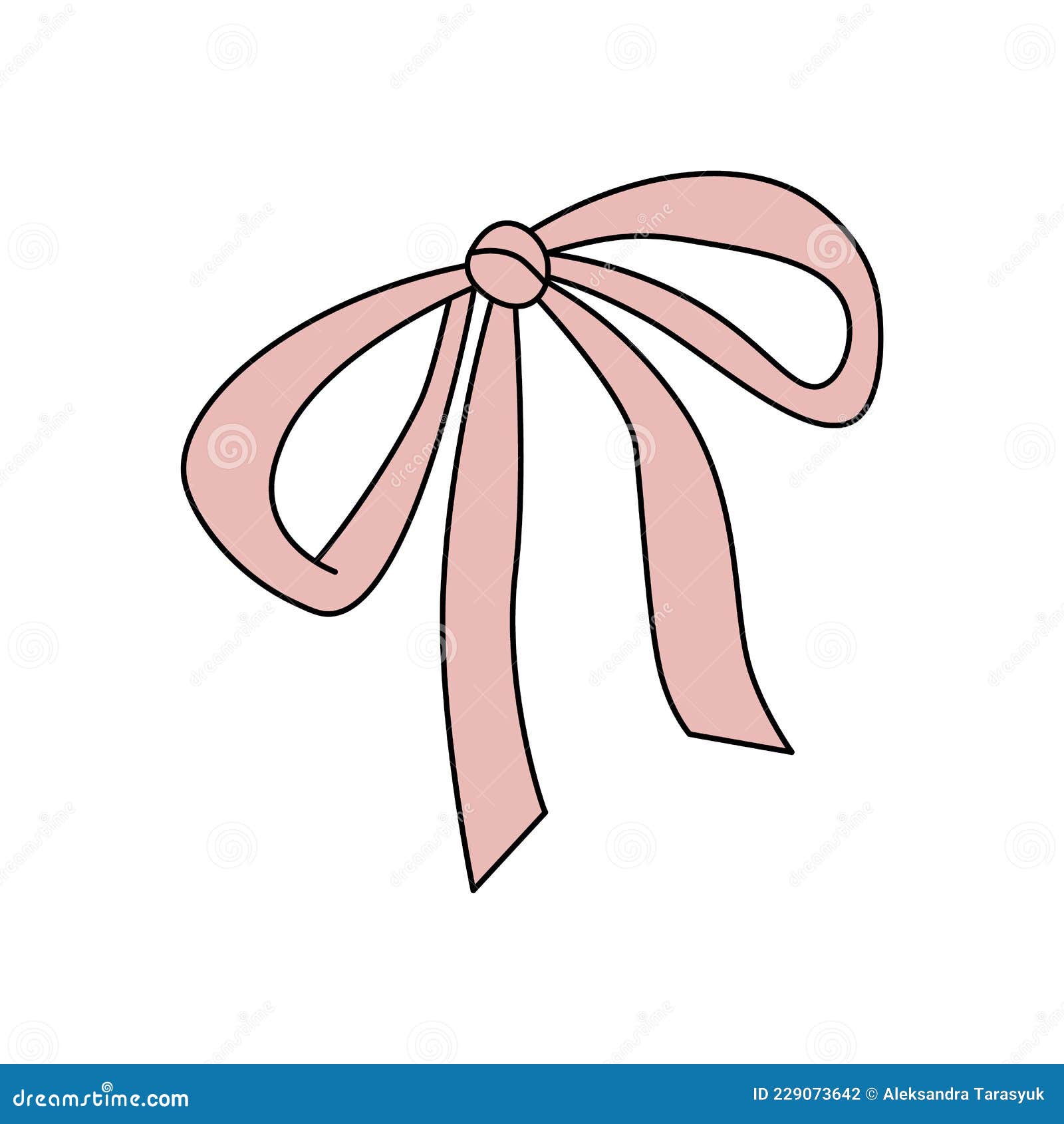 Single Pink Bow in Doodle Style. Vector Illustration of Necktie Isolated on  White. Sign for Decoration, Design, Stickers Stock Vector - Illustration of  clipart, line: 229073642