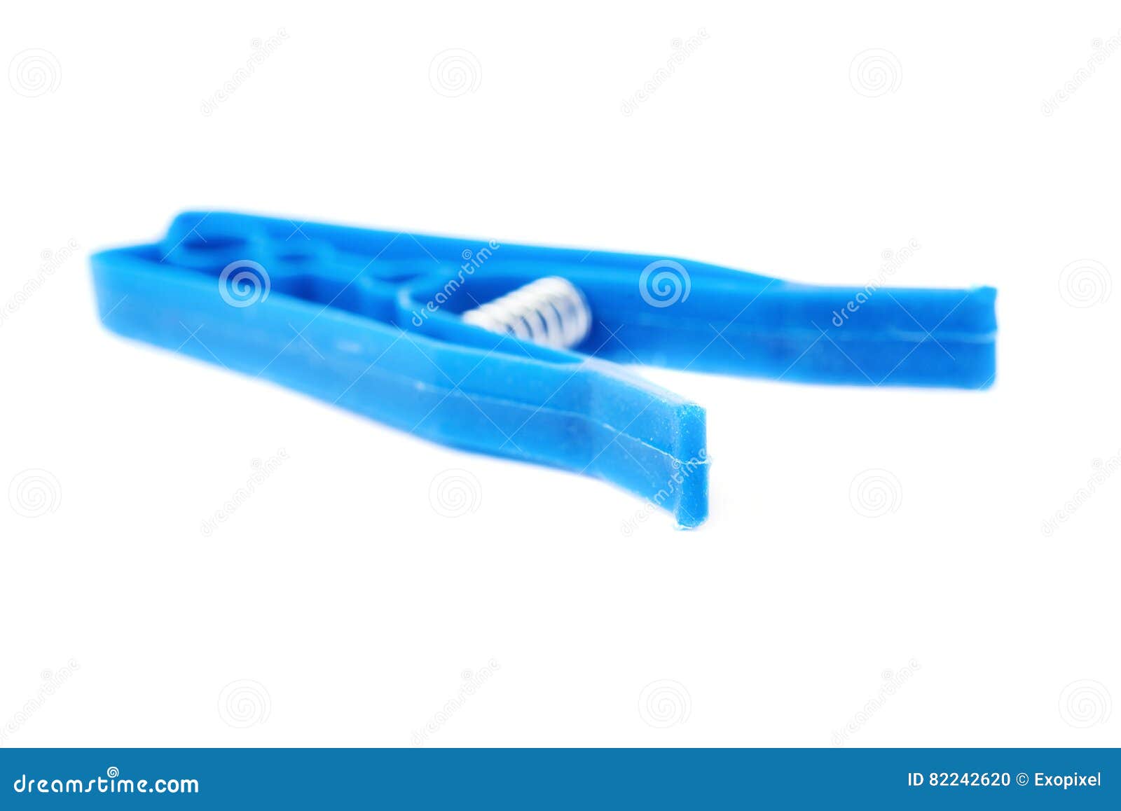 Single Plastic Cloth Peg Isolated Over White Background Stock Photo