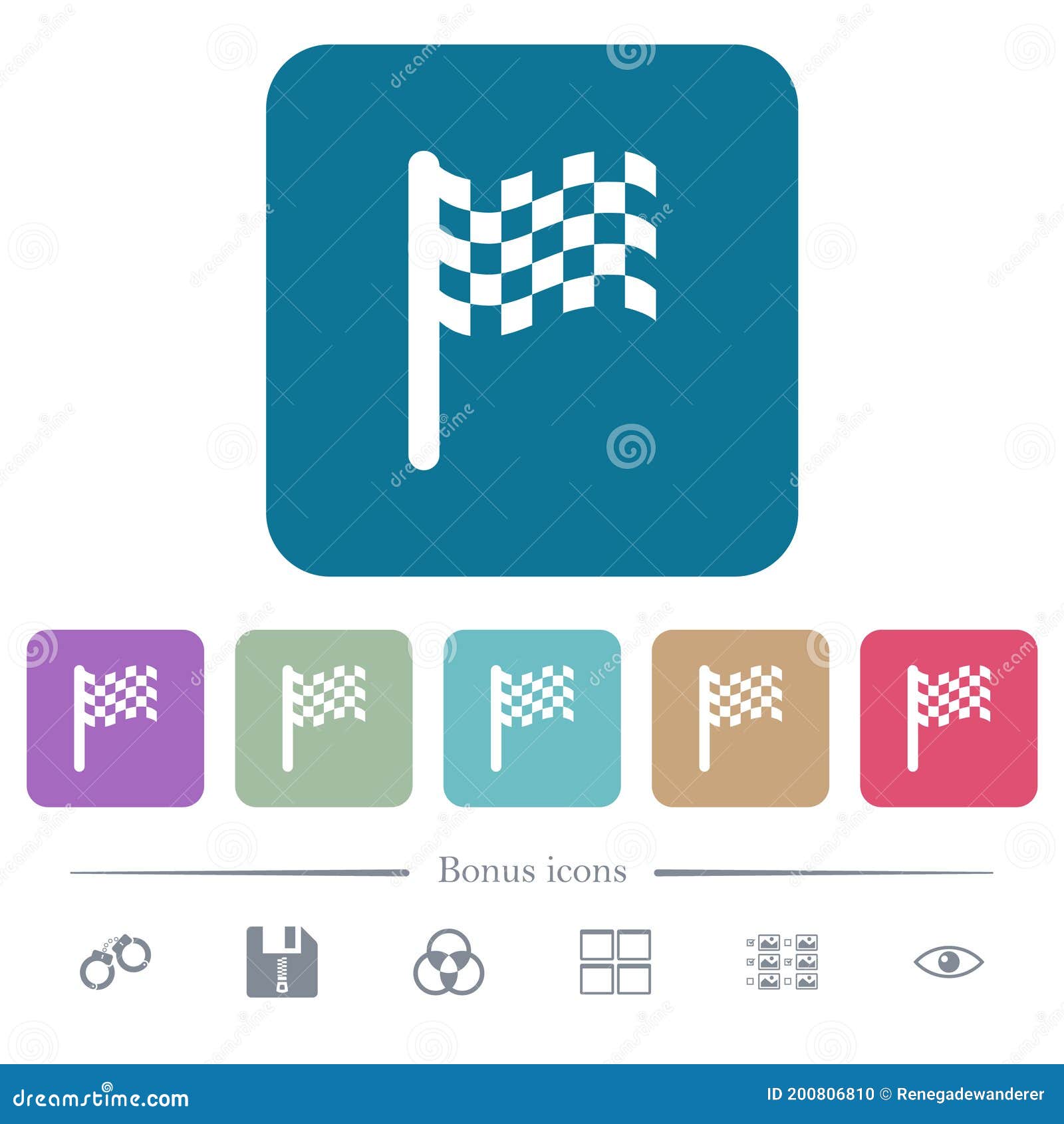 single race flag flat icons on color rounded square backgrounds