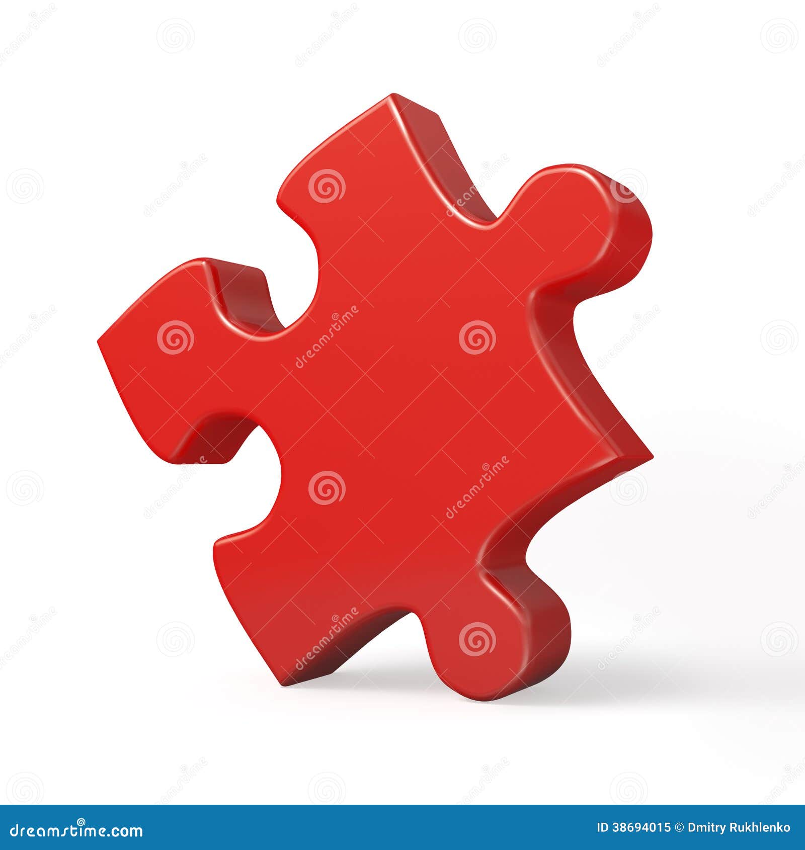 Single Red Puzzle Piece Isolated Stock Illustration - Illustration of