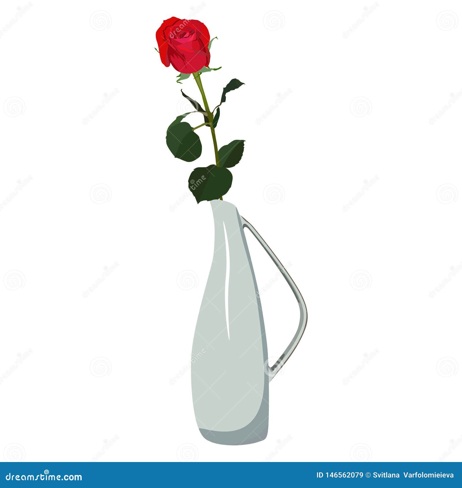 Blooming Red Rose Vector Flat Isolated Illustration Stock