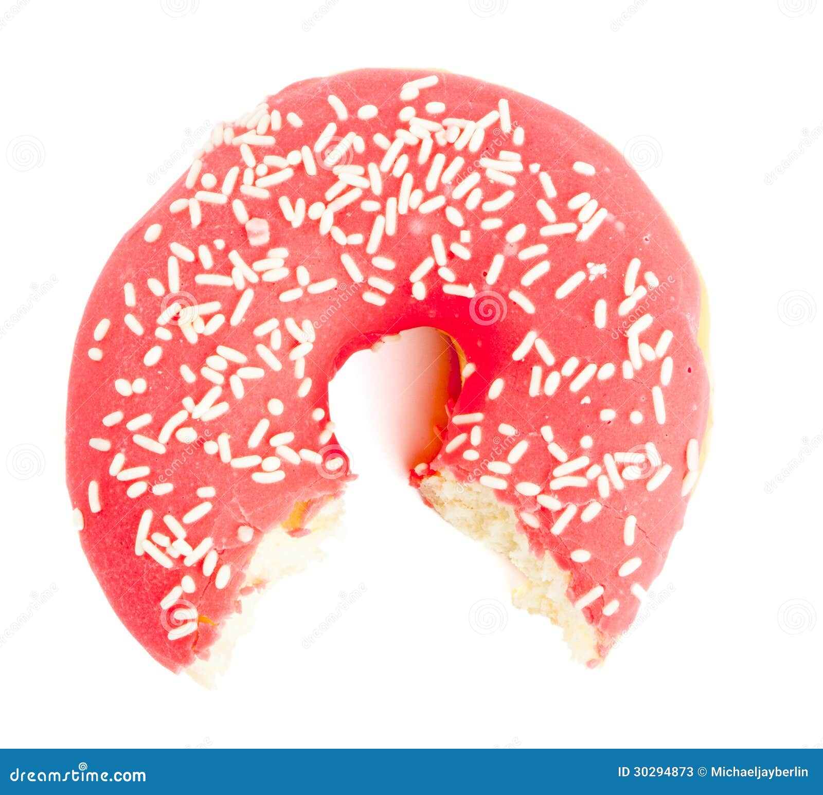 Half Eaten Red Donut with Sugar Sprinkles Stock Image Image of