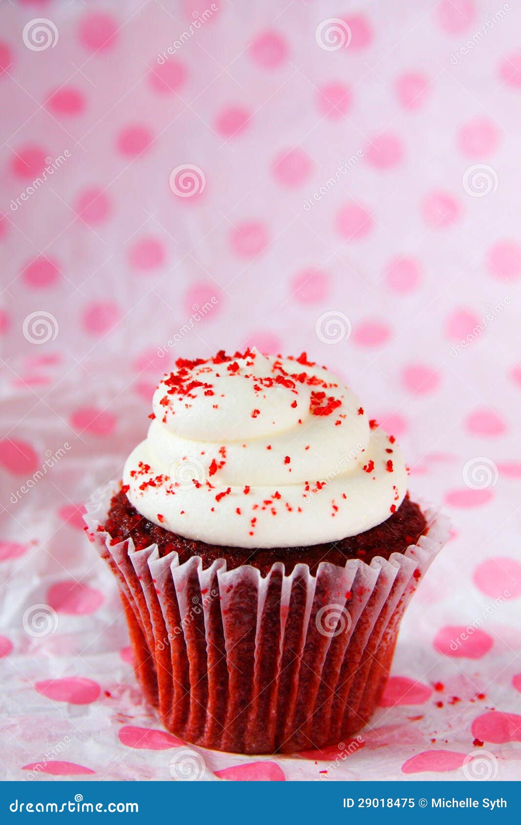 Single Red Velvet Cupcake with Red Sprinkles Stock Image Image of
