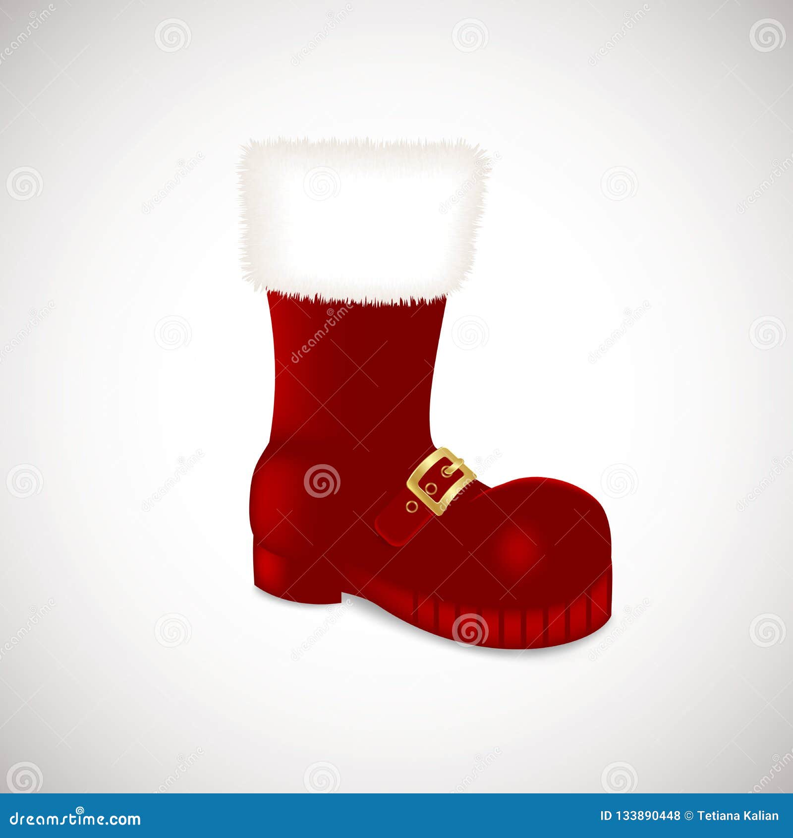 A Single Santa Claus Christmas Red High Boots Realistic Vector ...