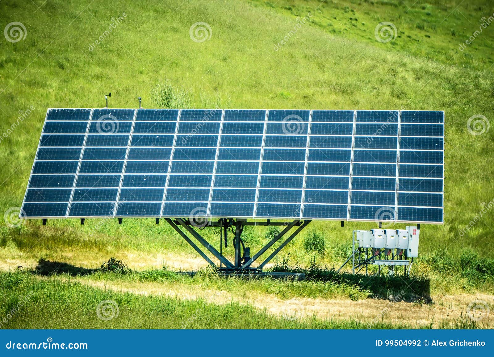Single Solar Panel Making Energy on Sunny Day Stock Photo - Image of