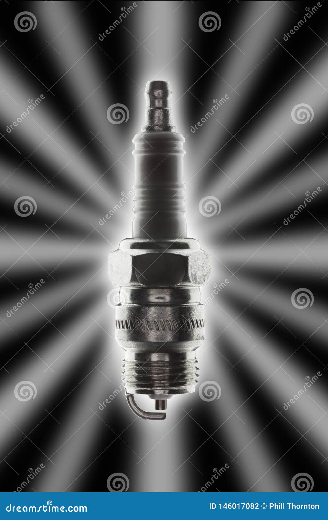 Single Spark Plug With Strong Backlight Glow And Star Effect Stock