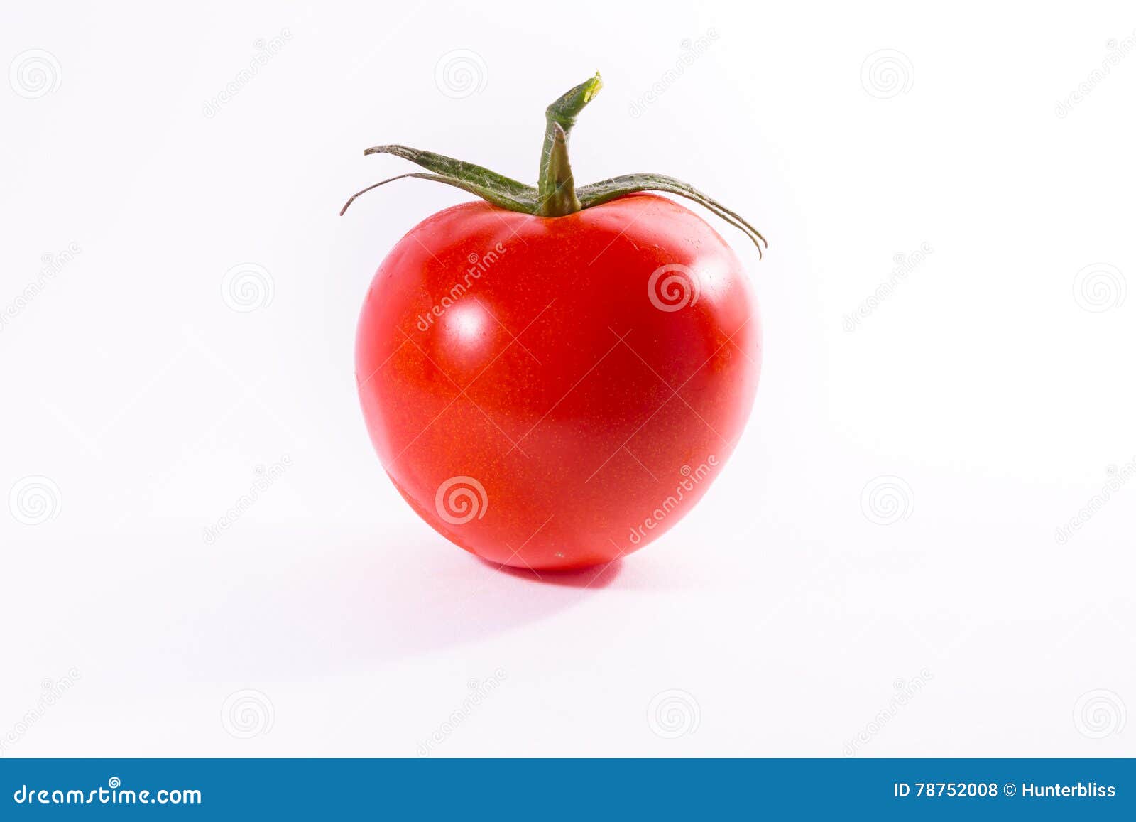 Single Tomato Vegetable Stem Cooking Fresh Ingredient Isolated W Stock