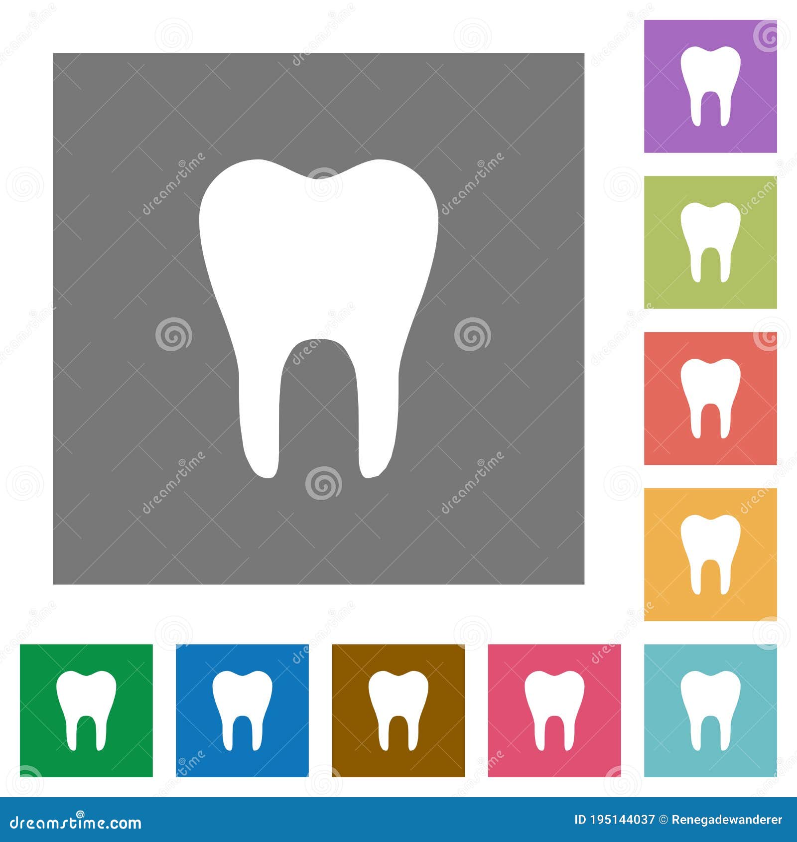 single tooth square flat icons