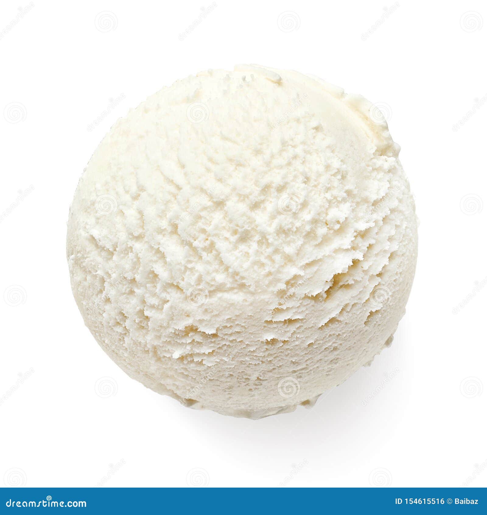 single vanilla ice cream ball or scoop