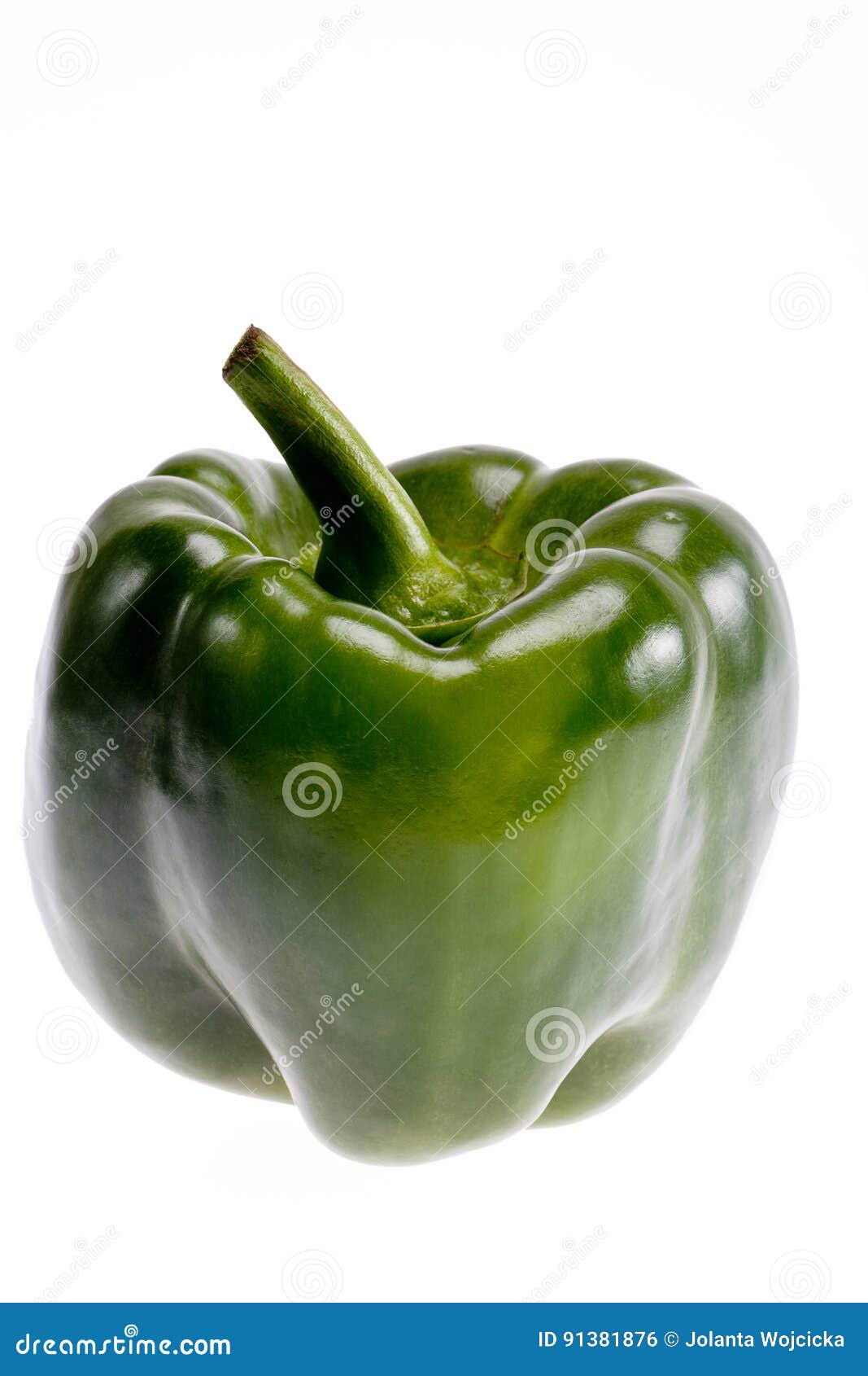 Single Vegetable of Green Pepper Isolated on White Background Stock