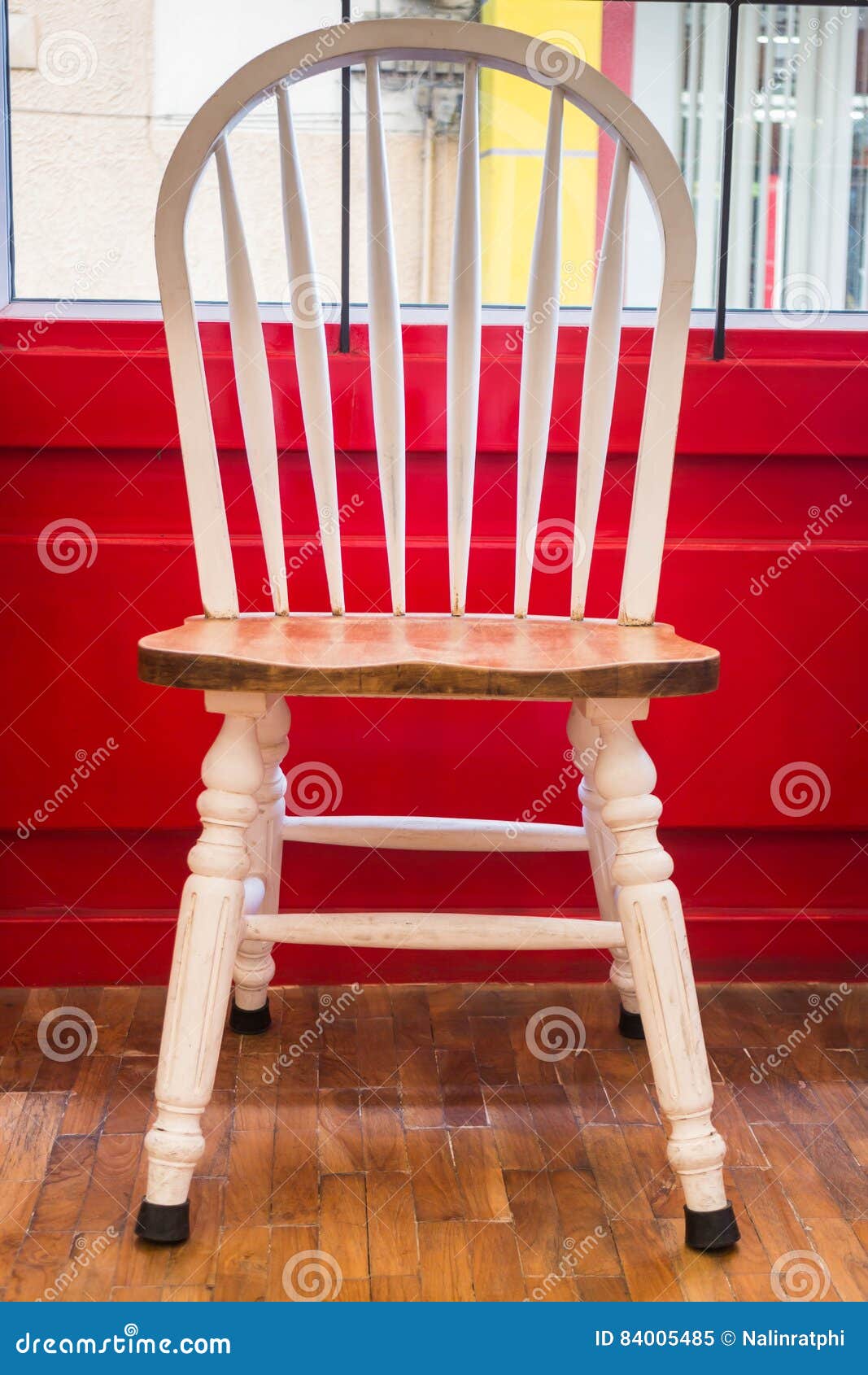 Single Vintage White Kitchen Chair Stock Image Image of style, pine