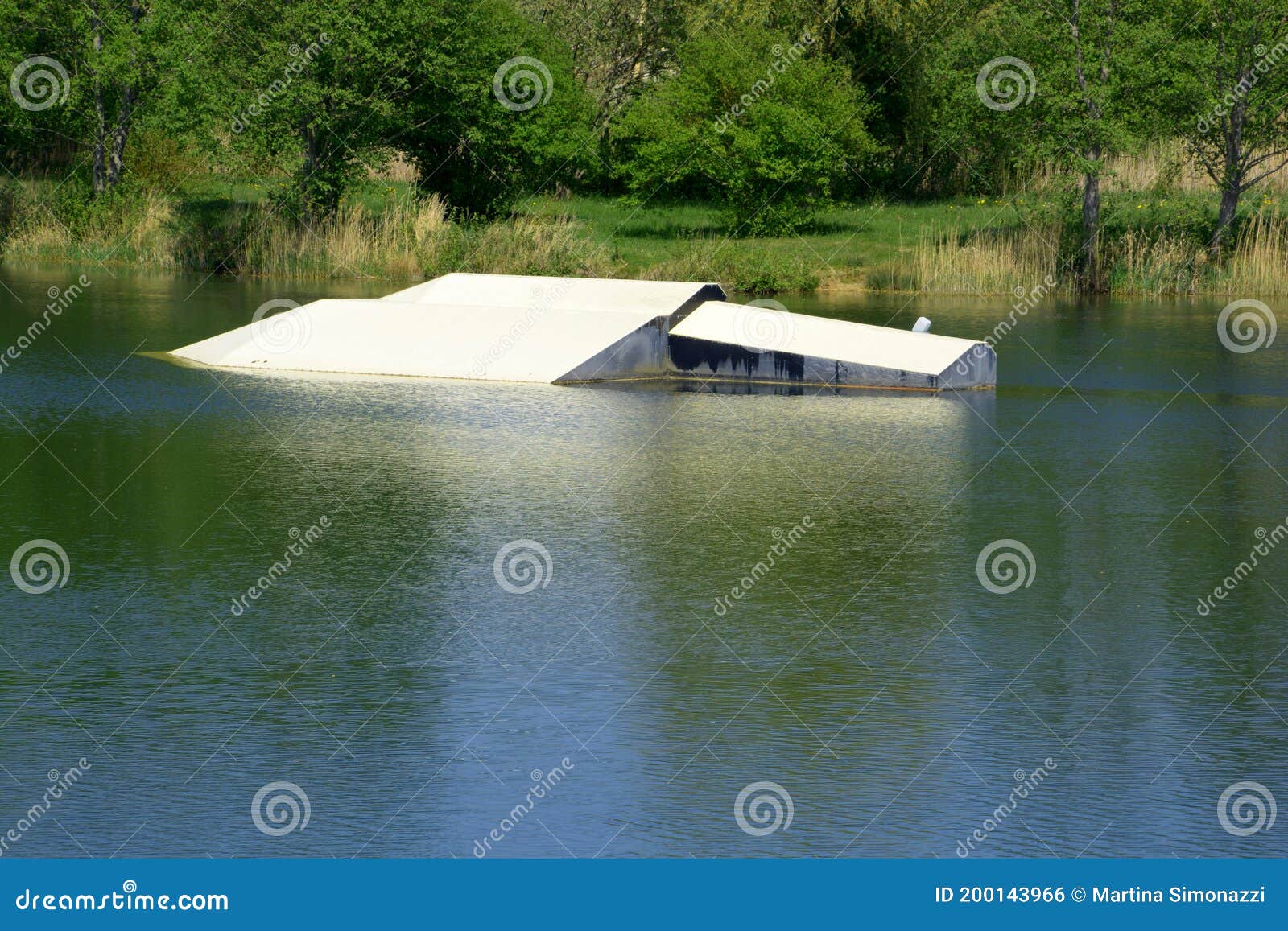 Single Water Skiing Ramp into Wake Board Park Stock Photo Image of