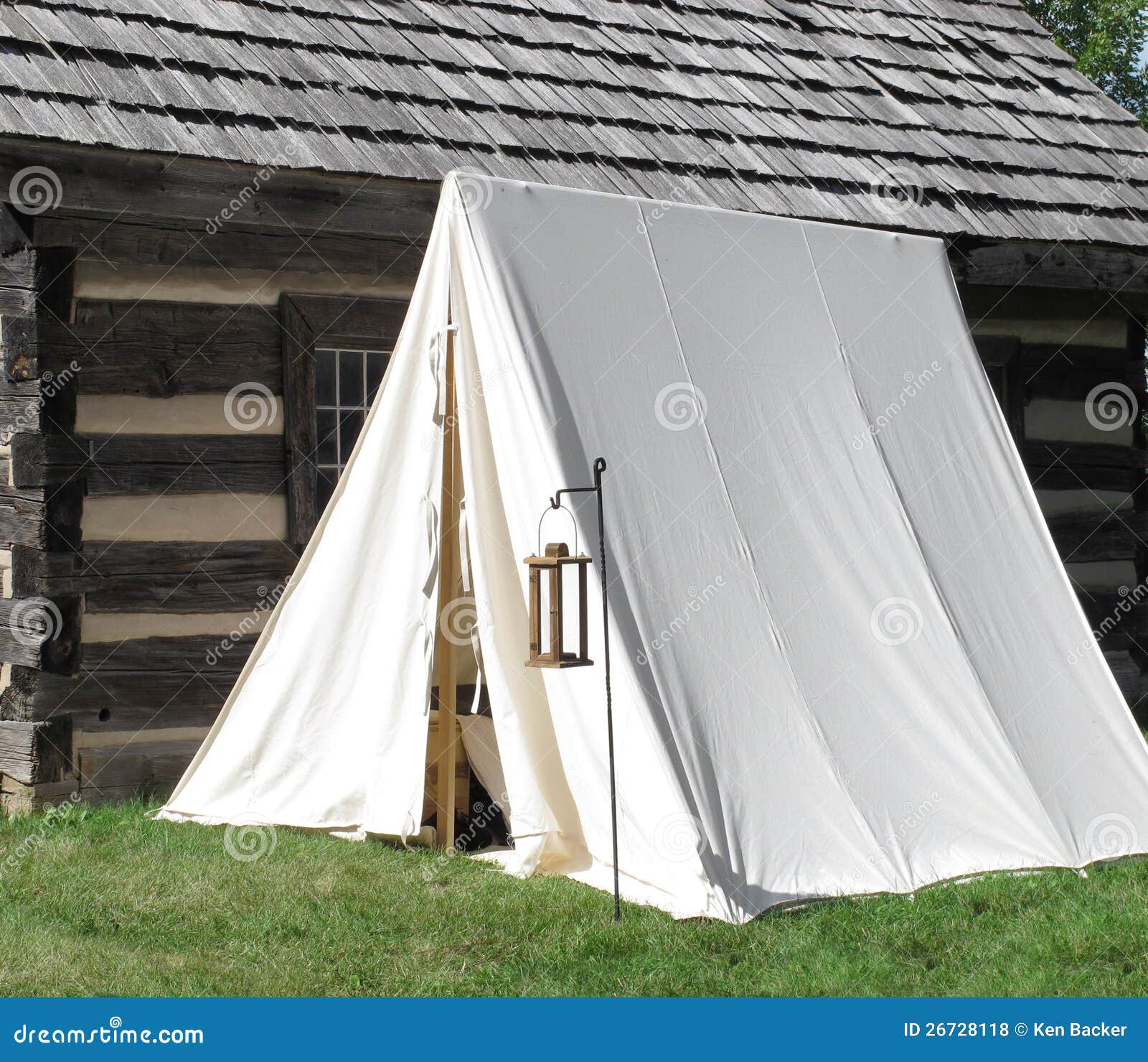 Single White Vintage Military Tent Stock Photo - Image of candle