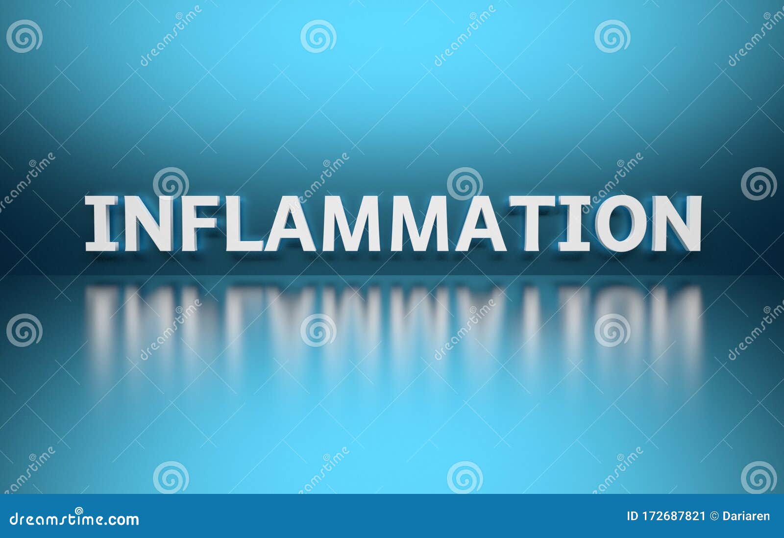 single word inflammation on blue background