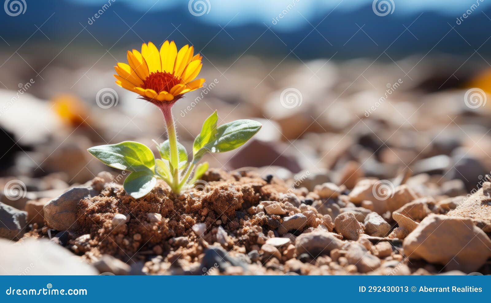 A Single Yellow Flower is Growing Out of the Ground Stock Illustration