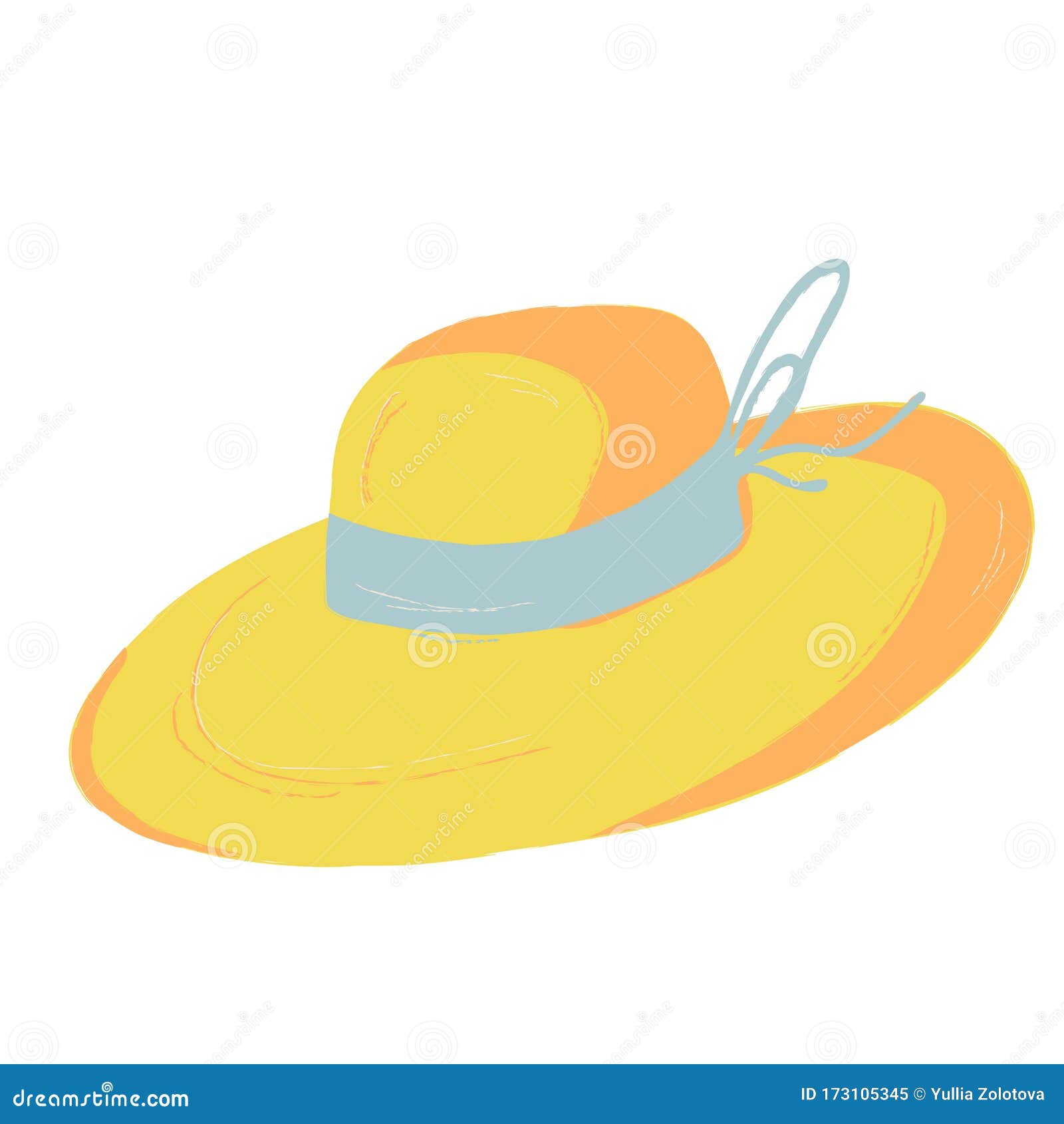 Single Yellow Hat. Garden Decoration and Tools. Vector. Doodle Clipart ...