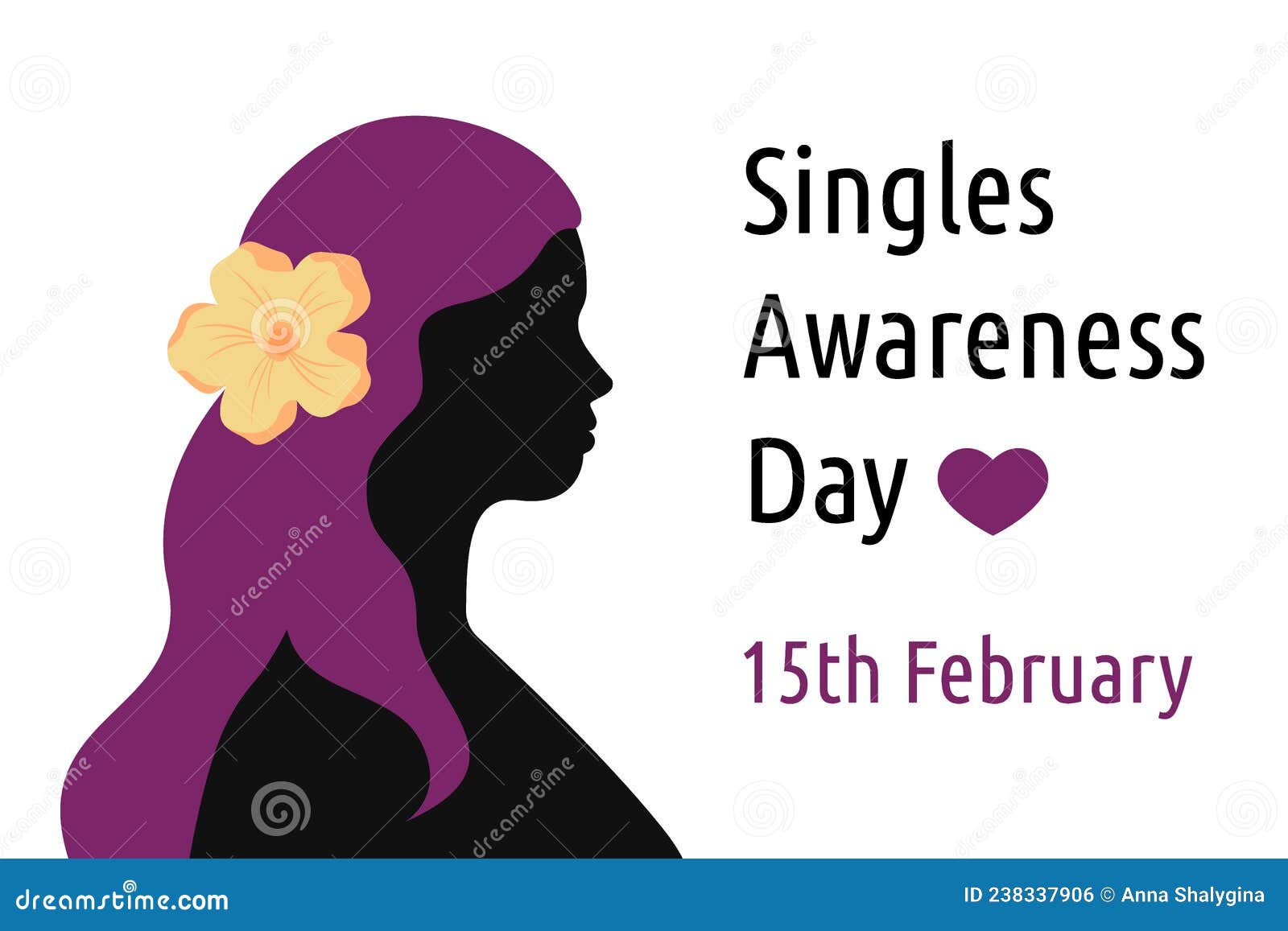 Singles Awareness Day February 15. Vector Poster Illustration. Holiday