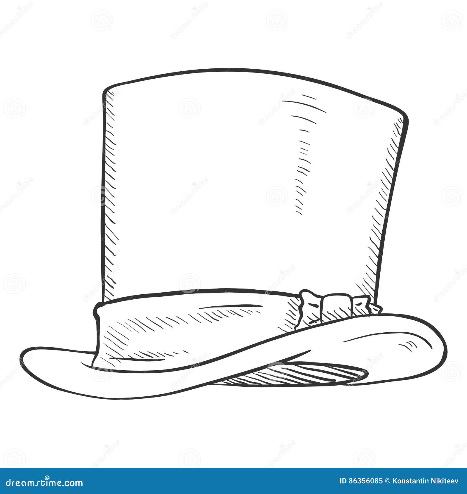 Singolo Cappello Del Cilindro Di Schizzo Di Vettore Illustrazione  Vettoriale - Illustrazione di inglese, icona: 86356085