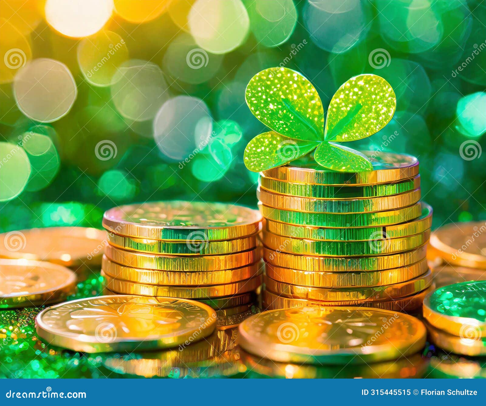 a singular glint of gold coins, st. patrick's day