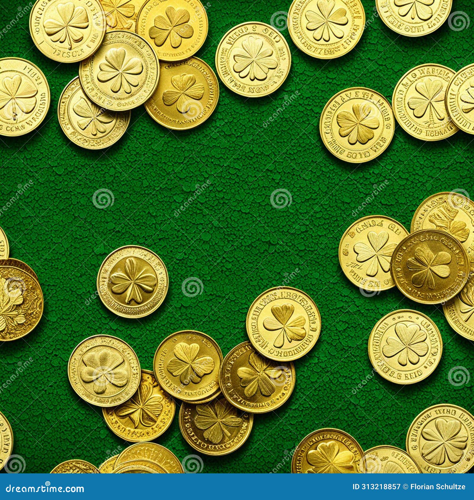 a singular glint of gold coins, st. patrick's day