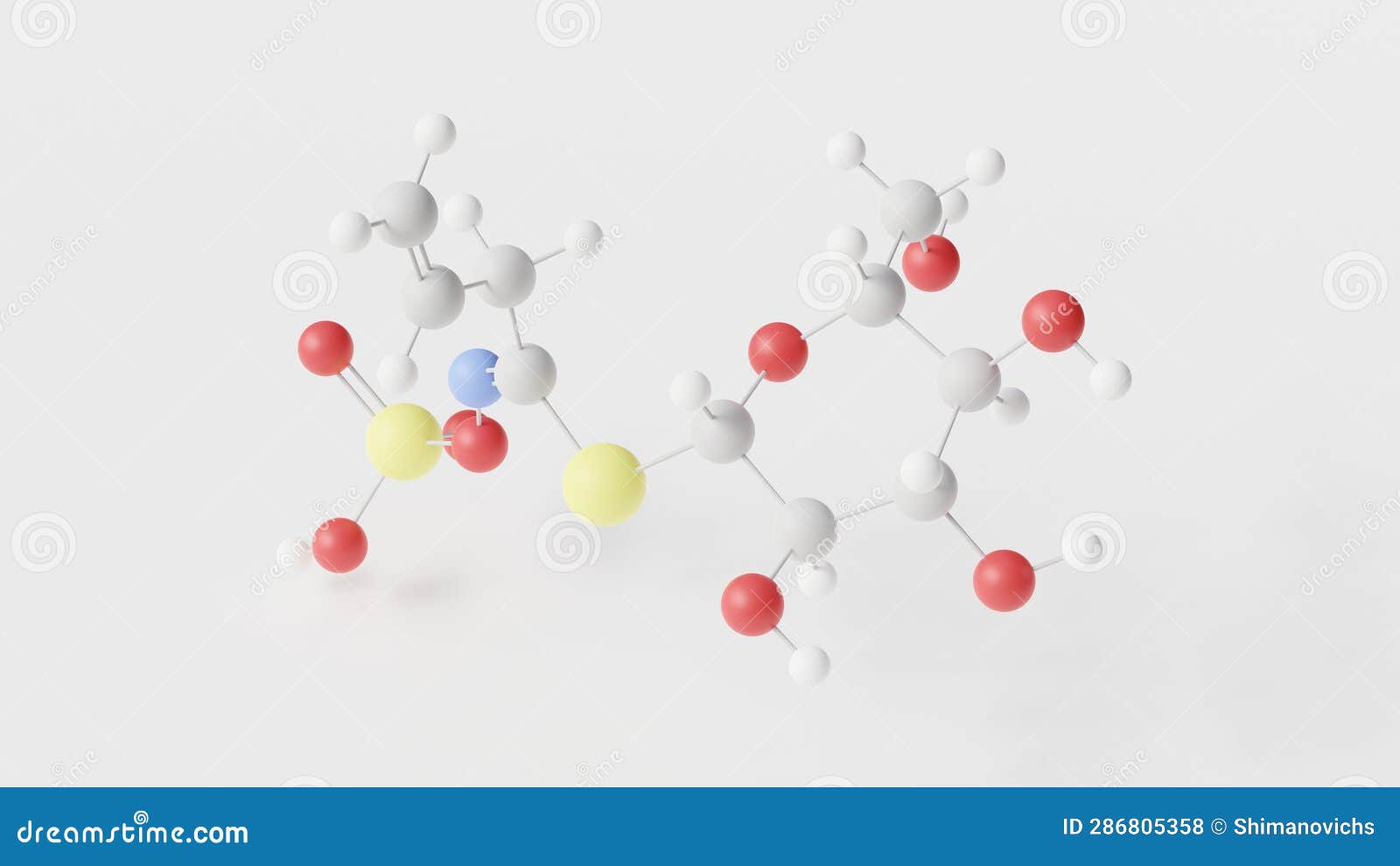 sinigrin molecule 3d, molecular structure, ball and stick model, structural chemical formula allyl glucosinolate