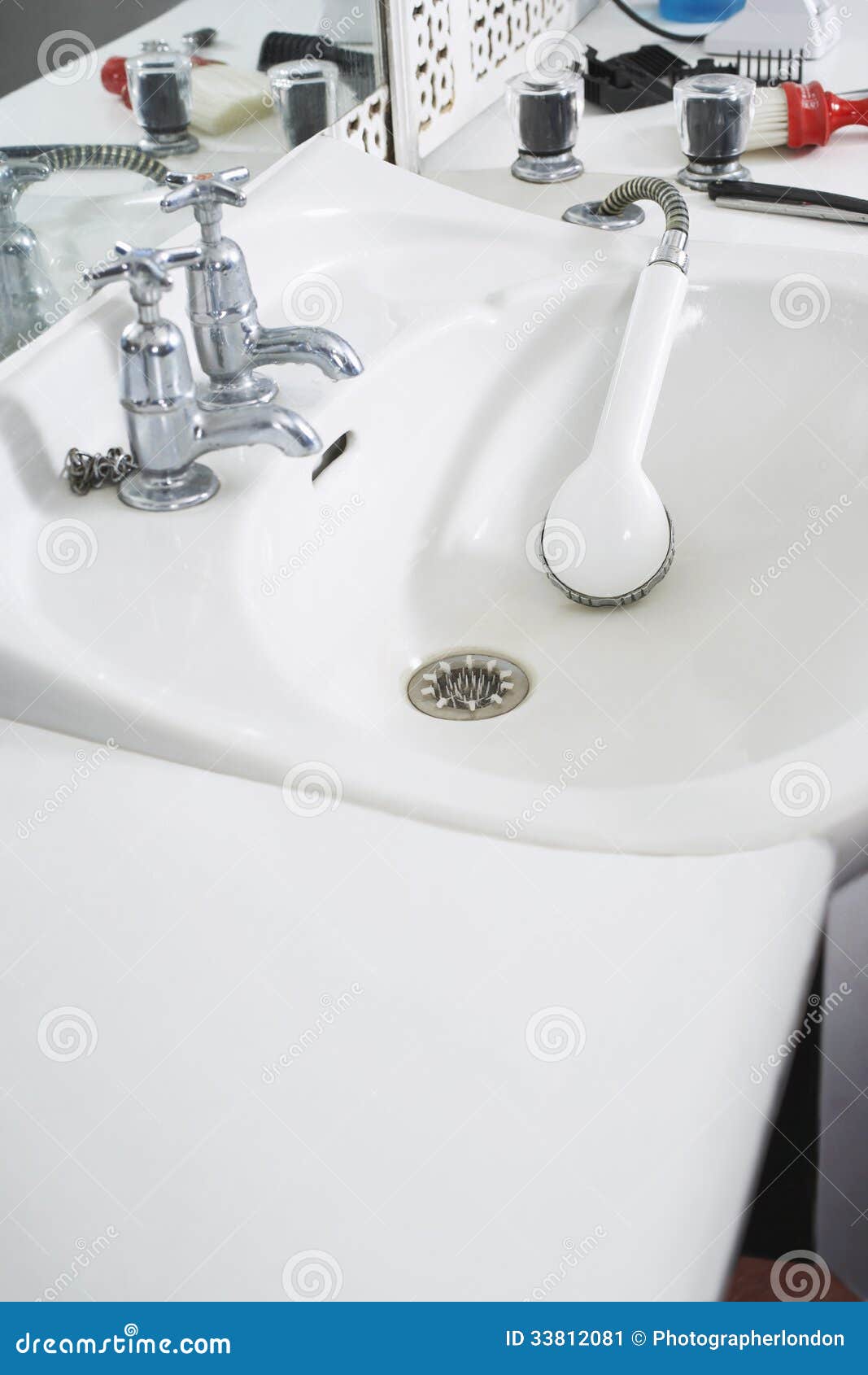 Sink at Barber Shop stock image. Image of 33812081