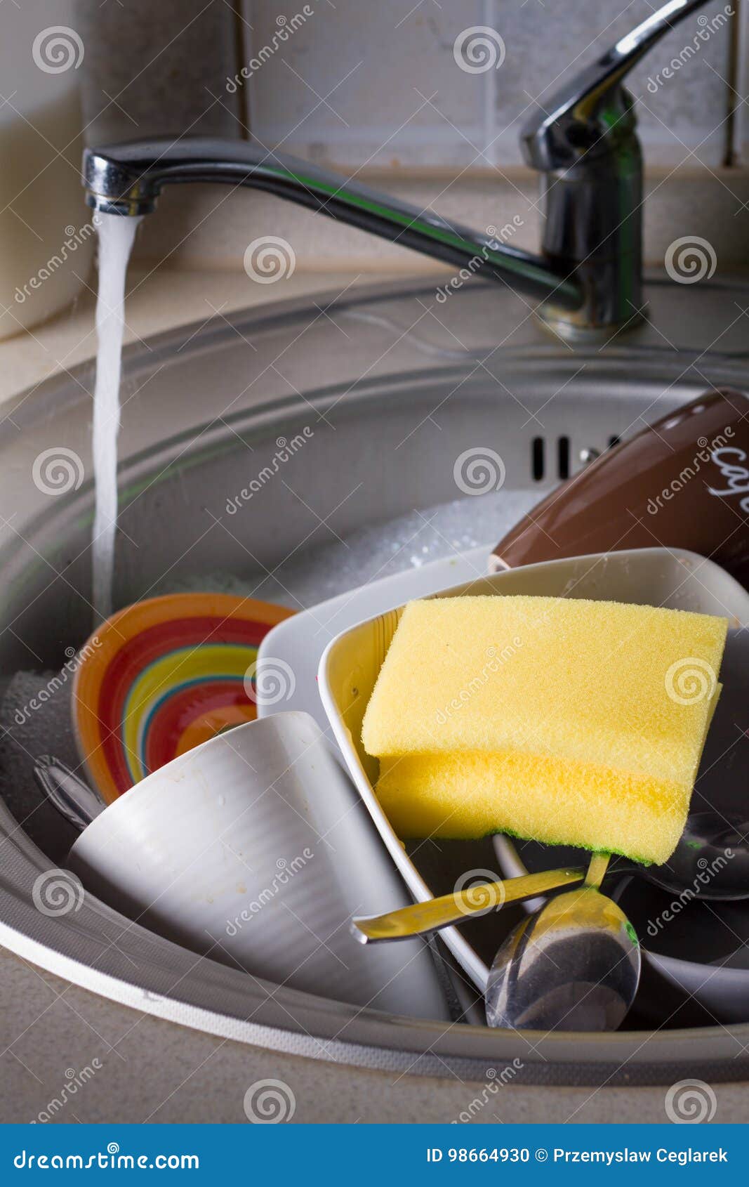Sink Full of Washing Dishes Stock Photo Image of closeup, foam 98664930
