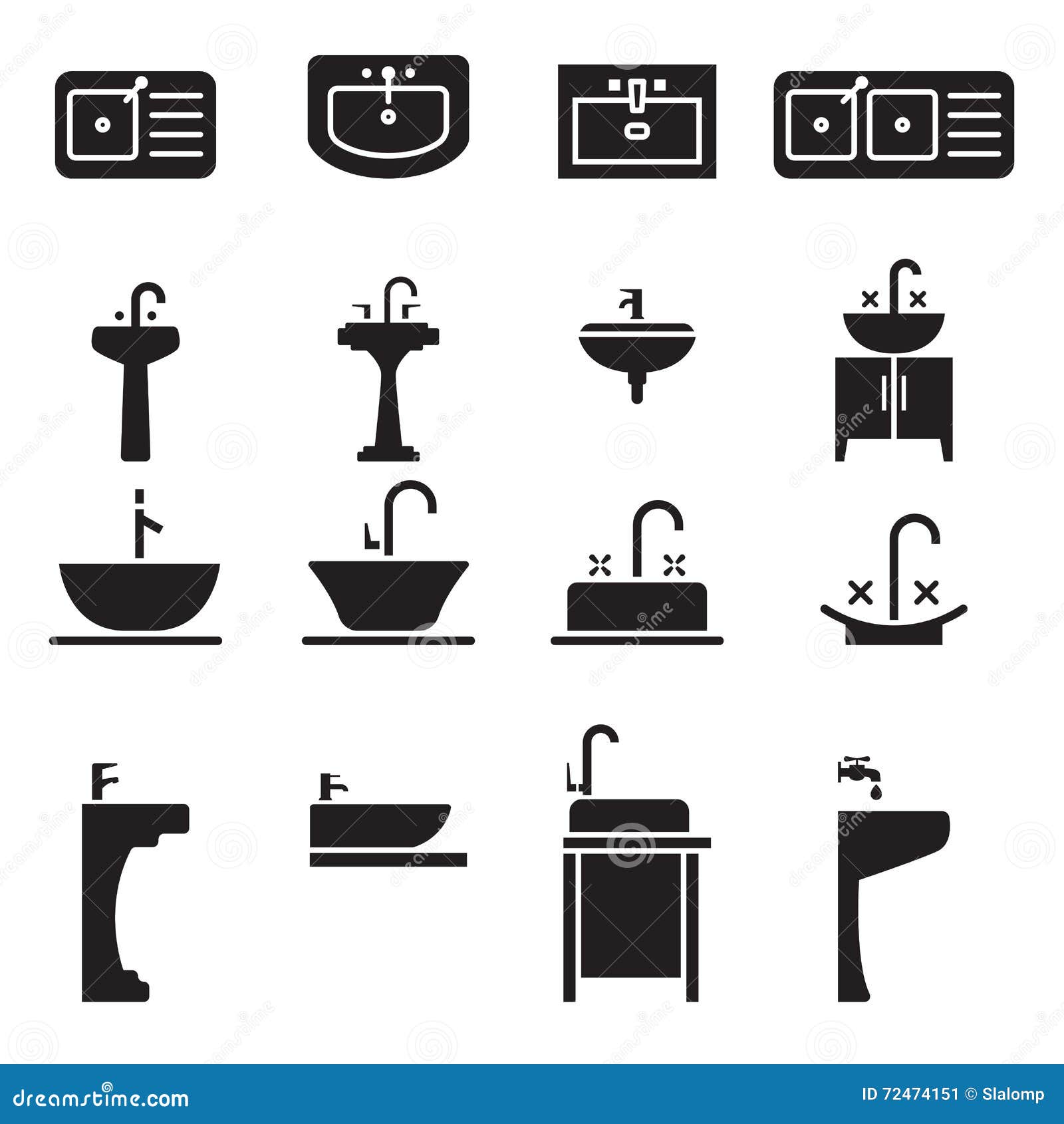 Sink icon set stock illustration. Illustration of sanitary 72474151