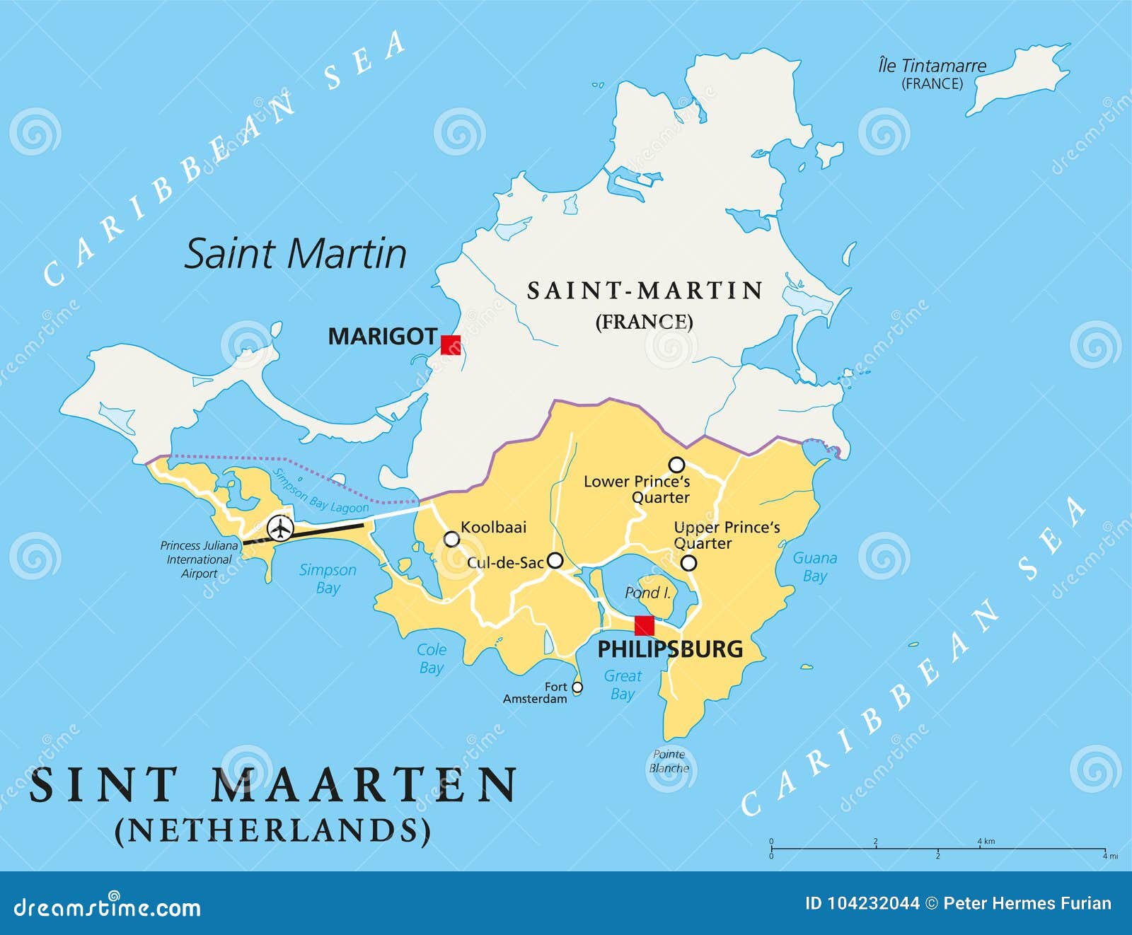 Sint Maarten Political Map Vector Illustration | CartoonDealer.com ...