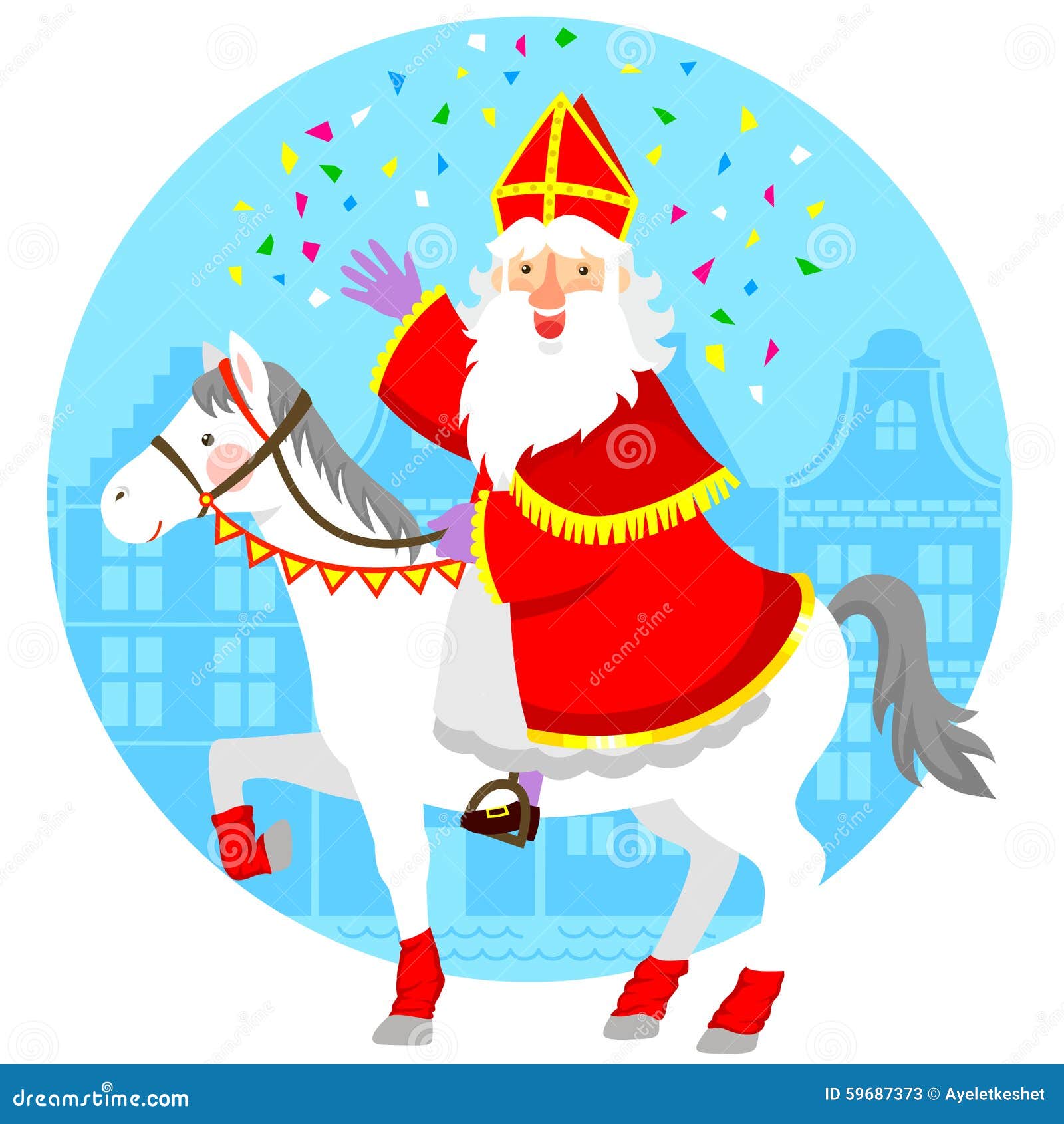 accu compromis Hedendaags Sinterklaas op zijn paard vector illustratie. Illustration of claus -  59687373