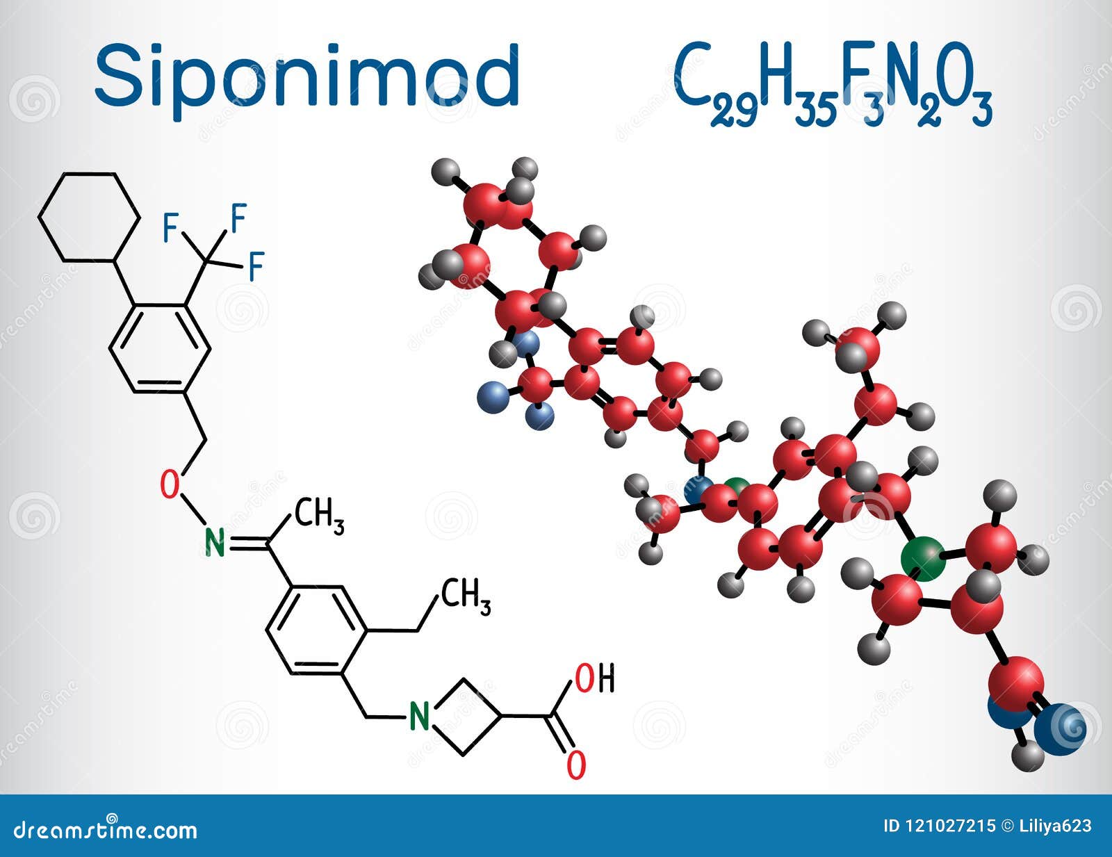 siponimod s1pr1 modulator molecule. structural chemical formul