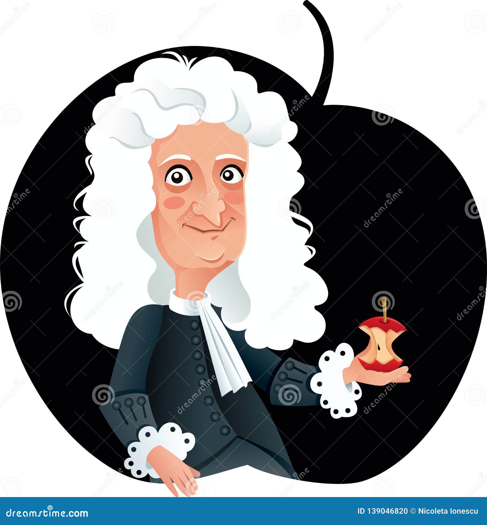 Sir Isaac Newton Vector Caricature Stock Vector - Illustration of force