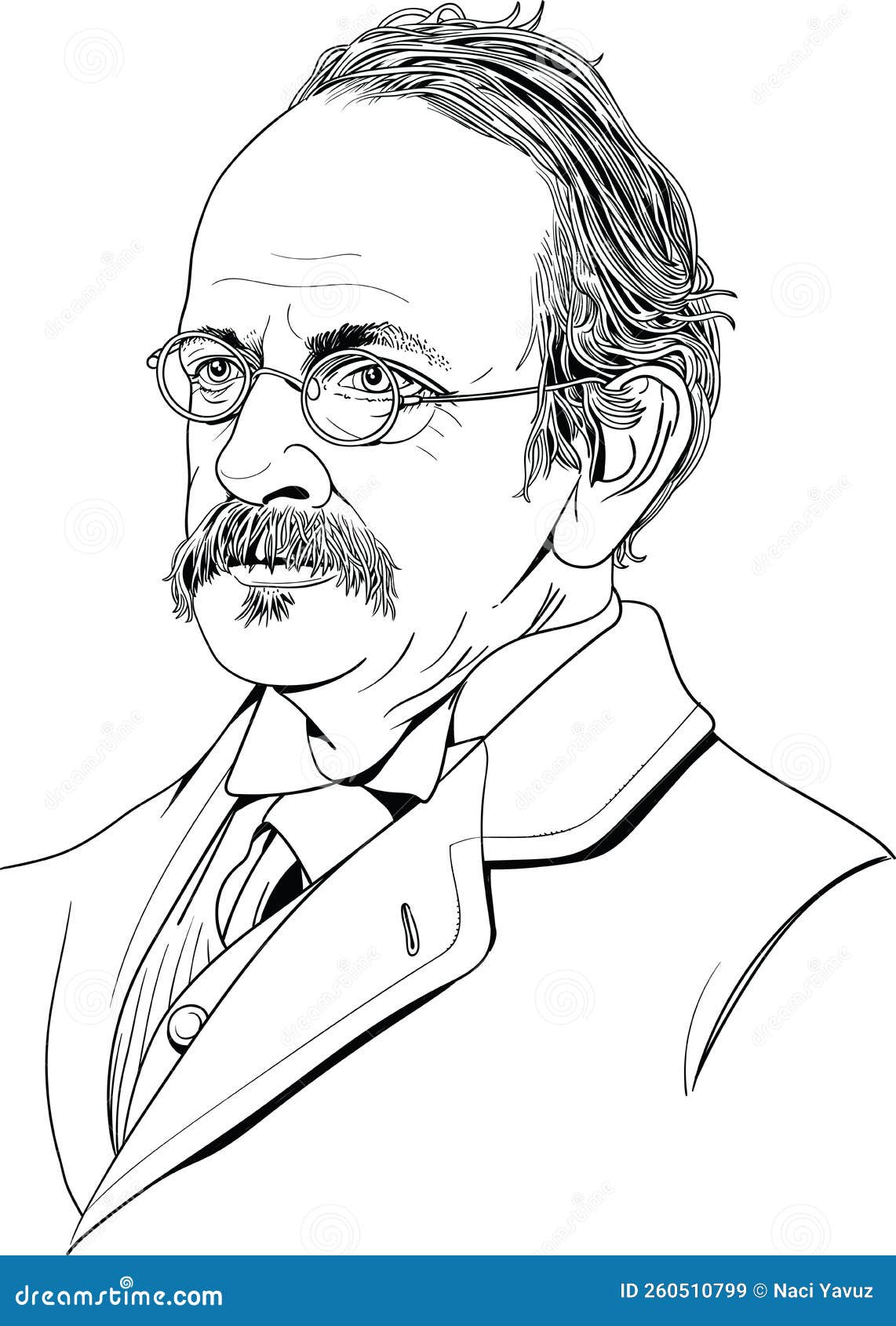 sir j. j. thomson cartoon style portrait